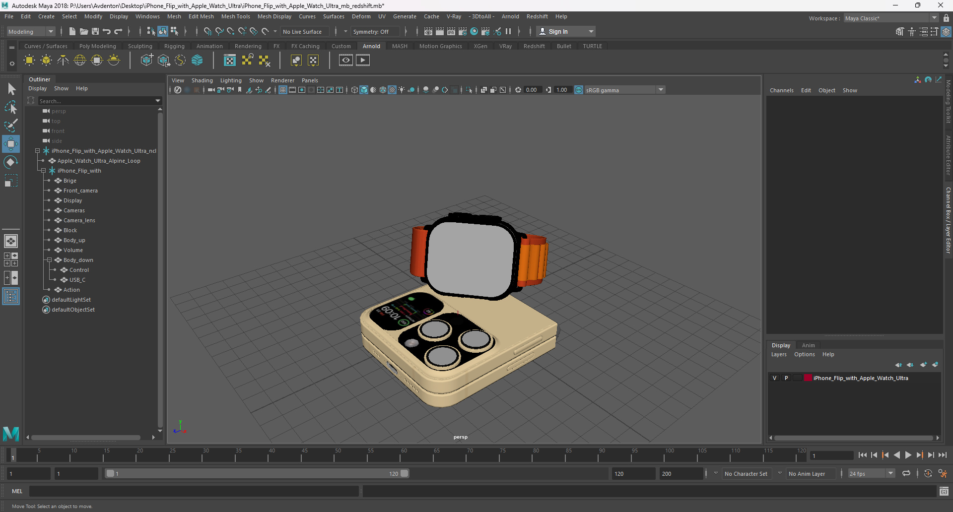 iPhone Flip with Apple Watch Ultra 3D model