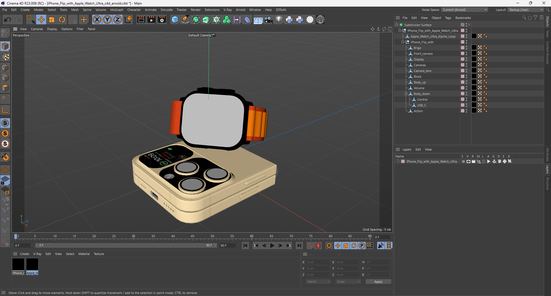 iPhone Flip with Apple Watch Ultra 3D model