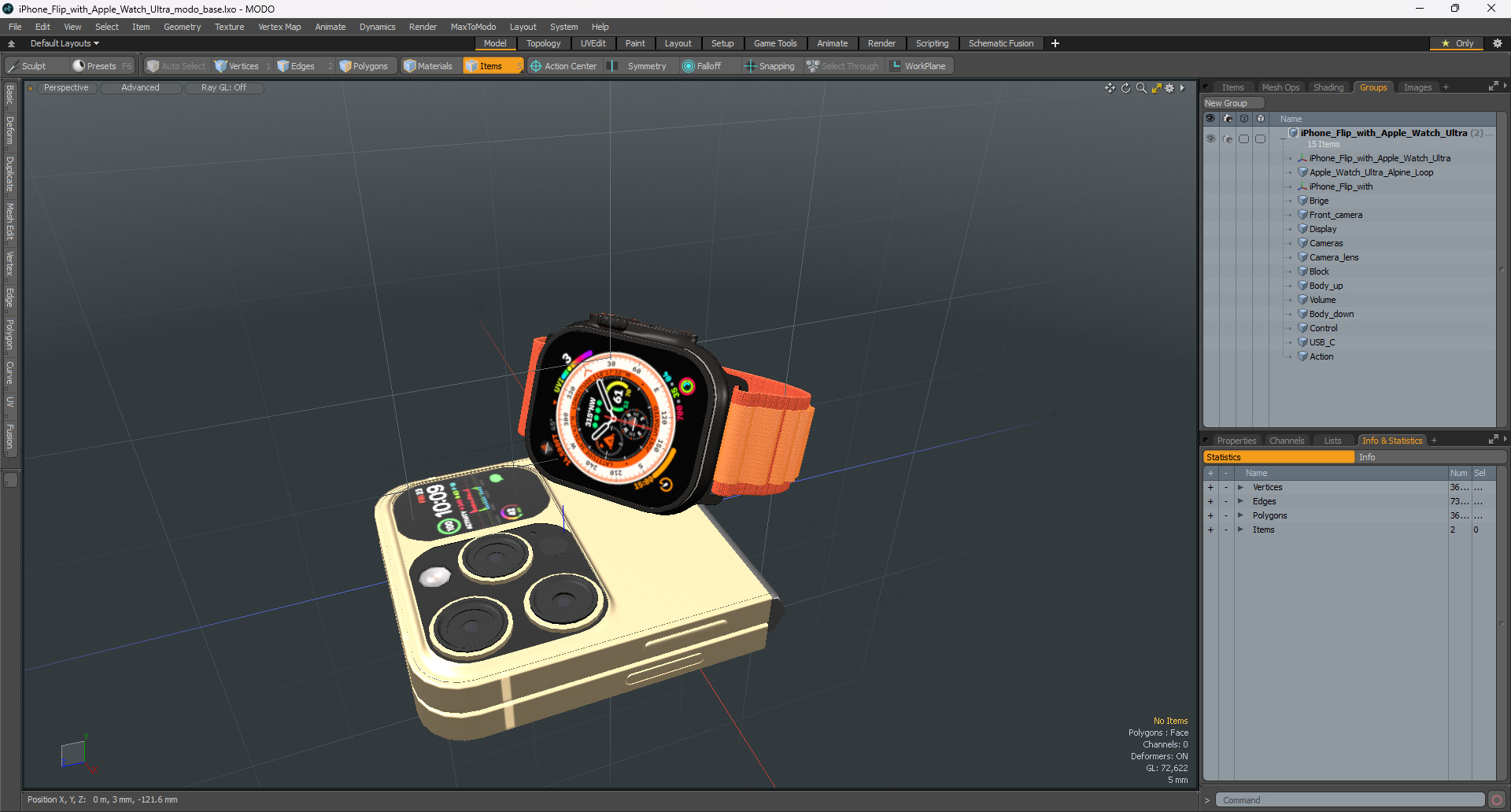iPhone Flip with Apple Watch Ultra 3D model