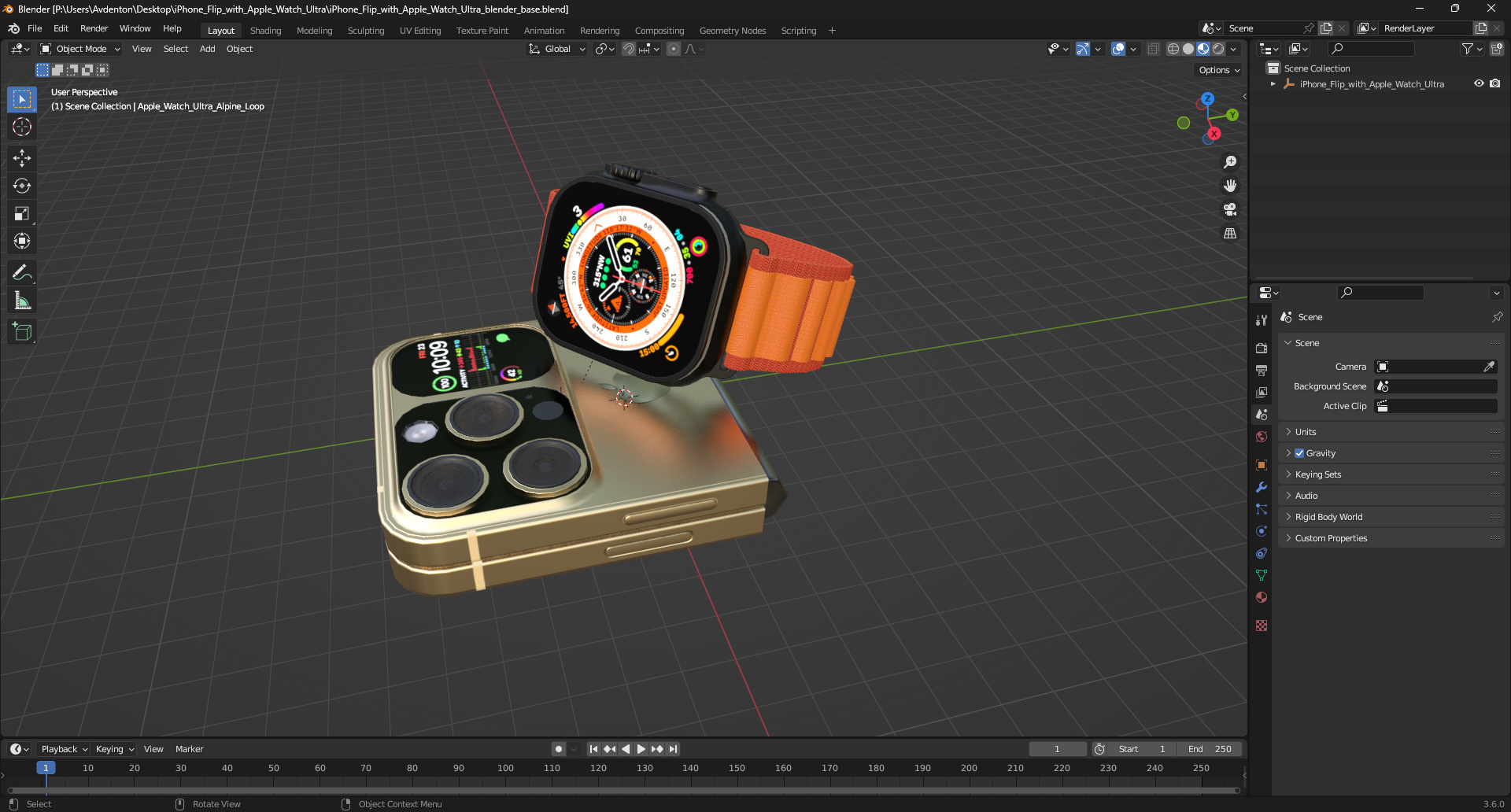 iPhone Flip with Apple Watch Ultra 3D model