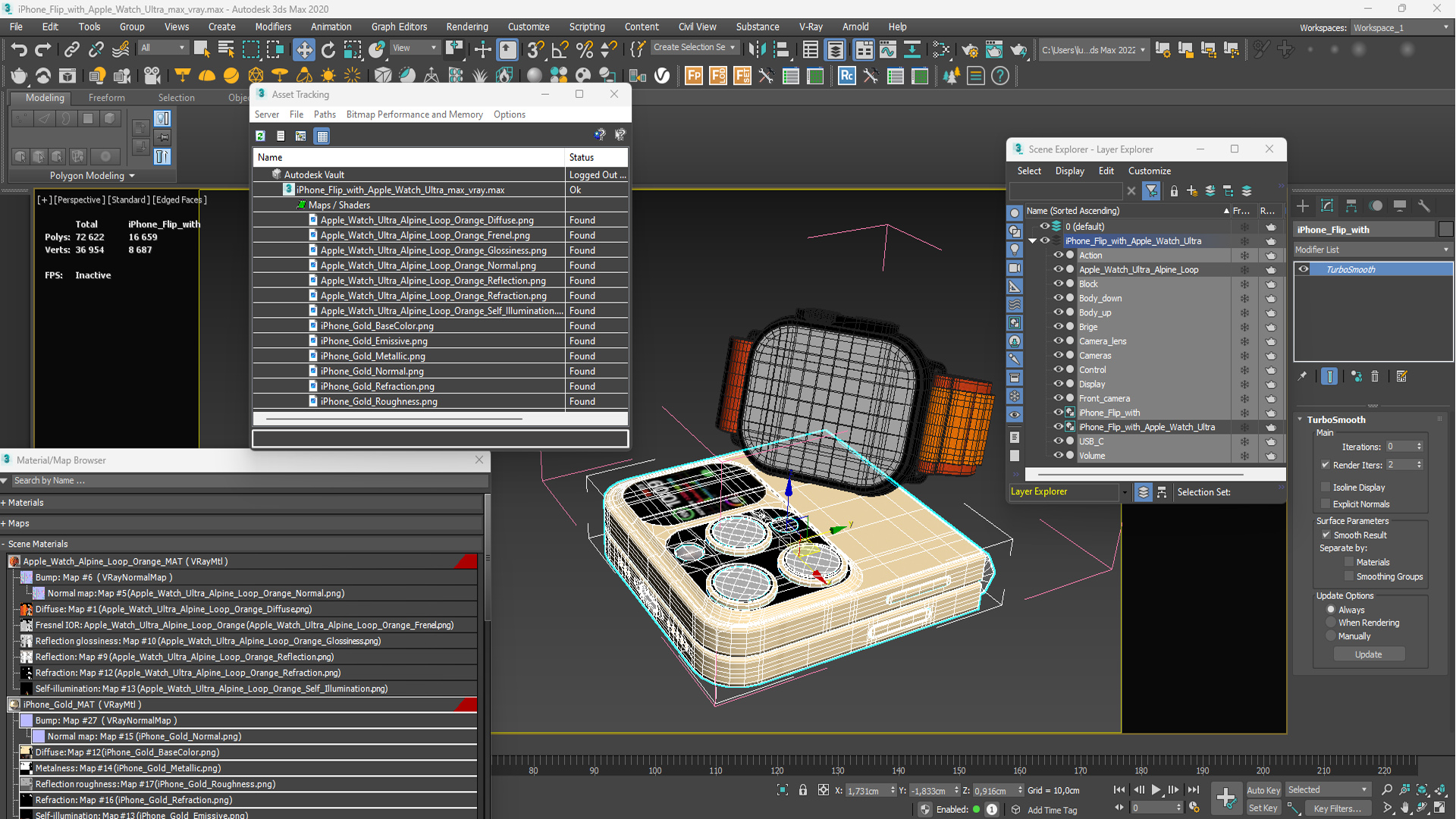 iPhone Flip with Apple Watch Ultra 3D model