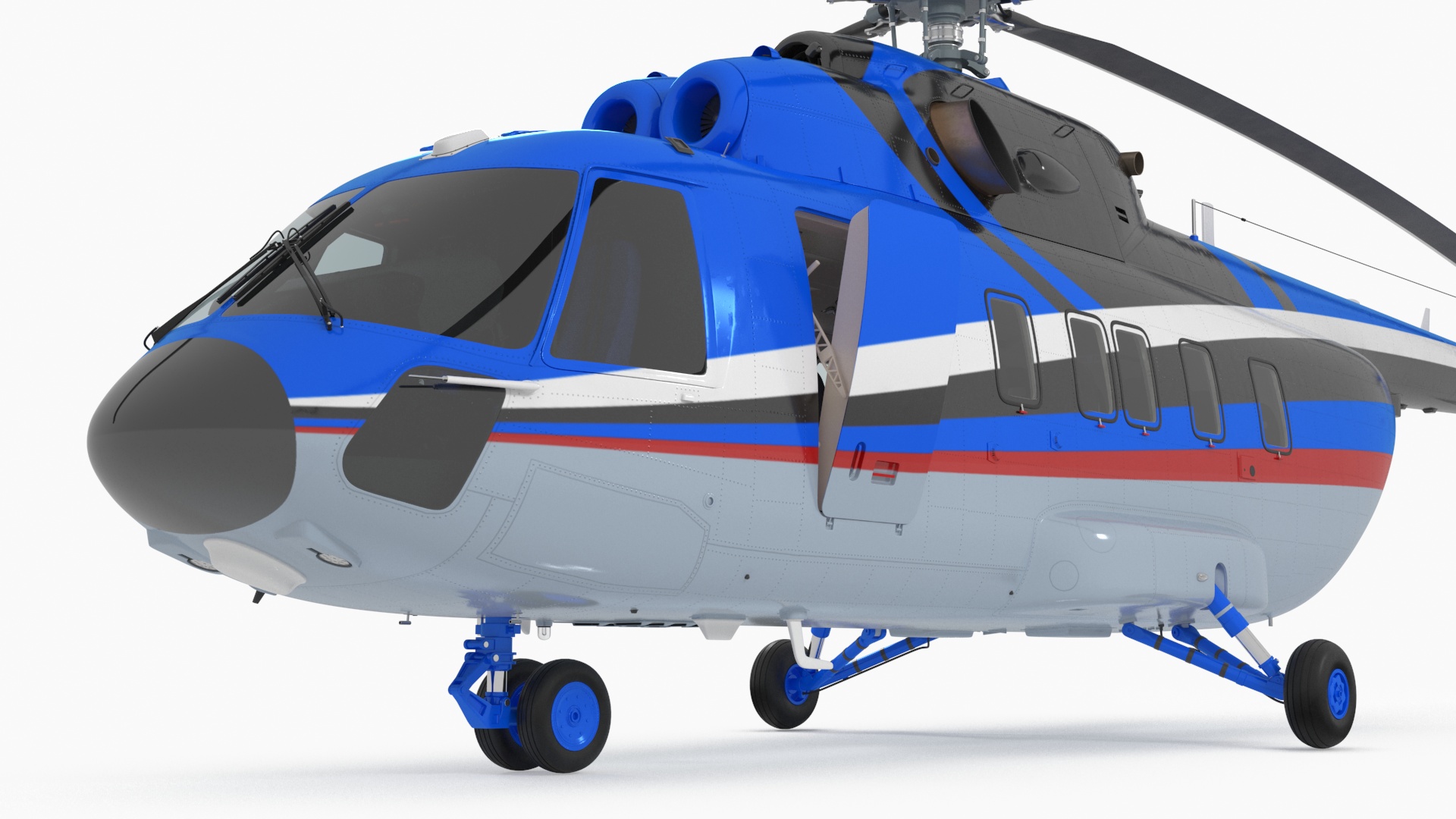 3D Interethnic Helicopter MI-171 A3 Blue Rigged for Cinema 4D model