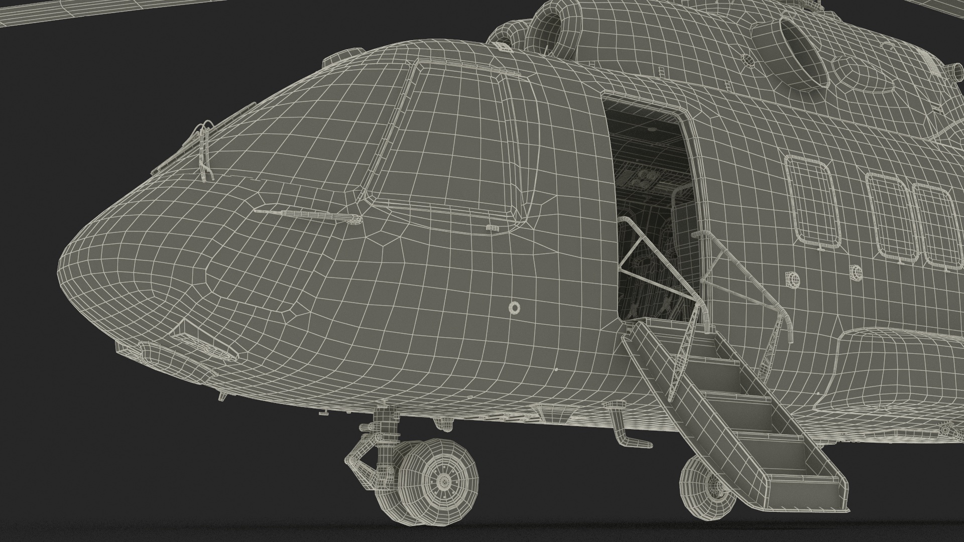 3D Interethnic Helicopter MI-171 A3 Blue Rigged for Cinema 4D model
