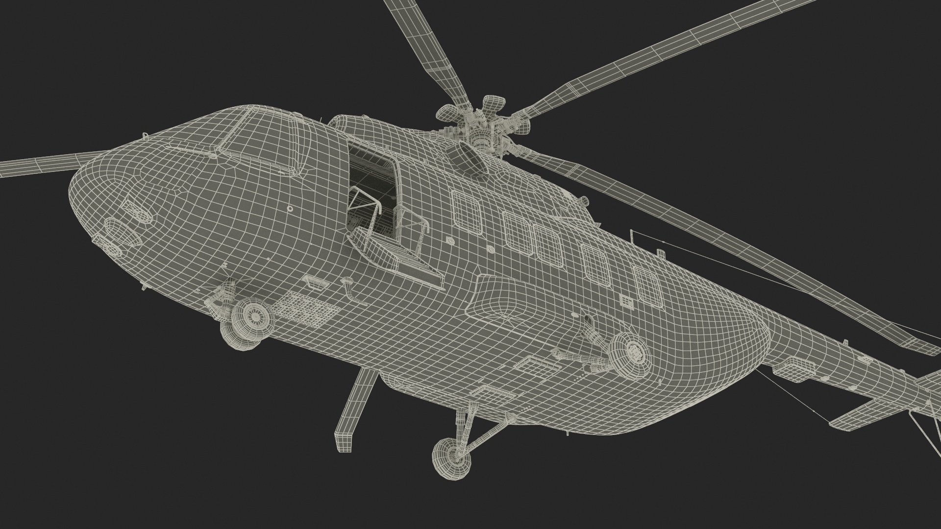 3D Interethnic Helicopter MI-171 A3 Blue Rigged for Cinema 4D model