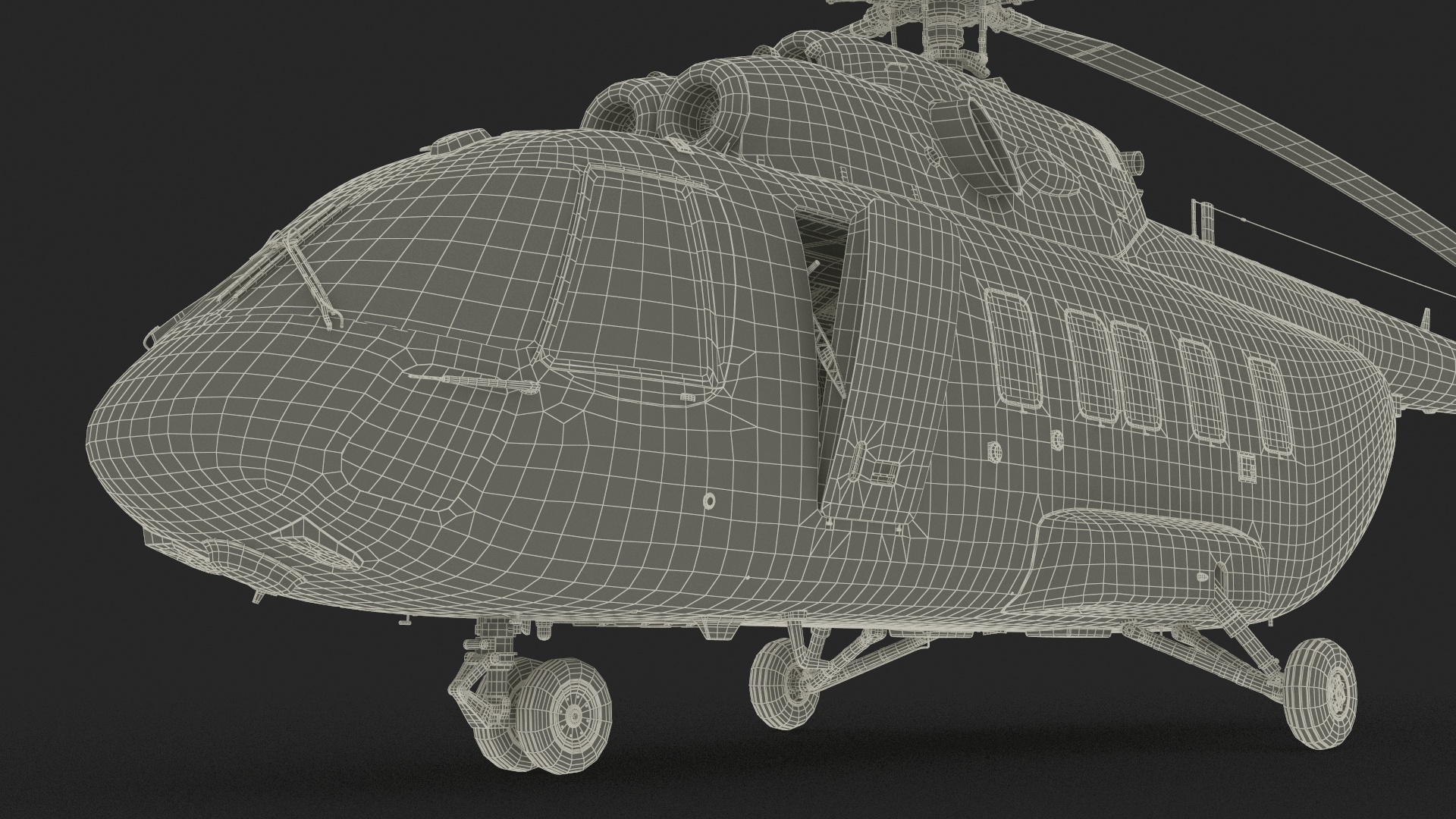 3D Interethnic Helicopter MI-171 A3 Blue Rigged for Cinema 4D model