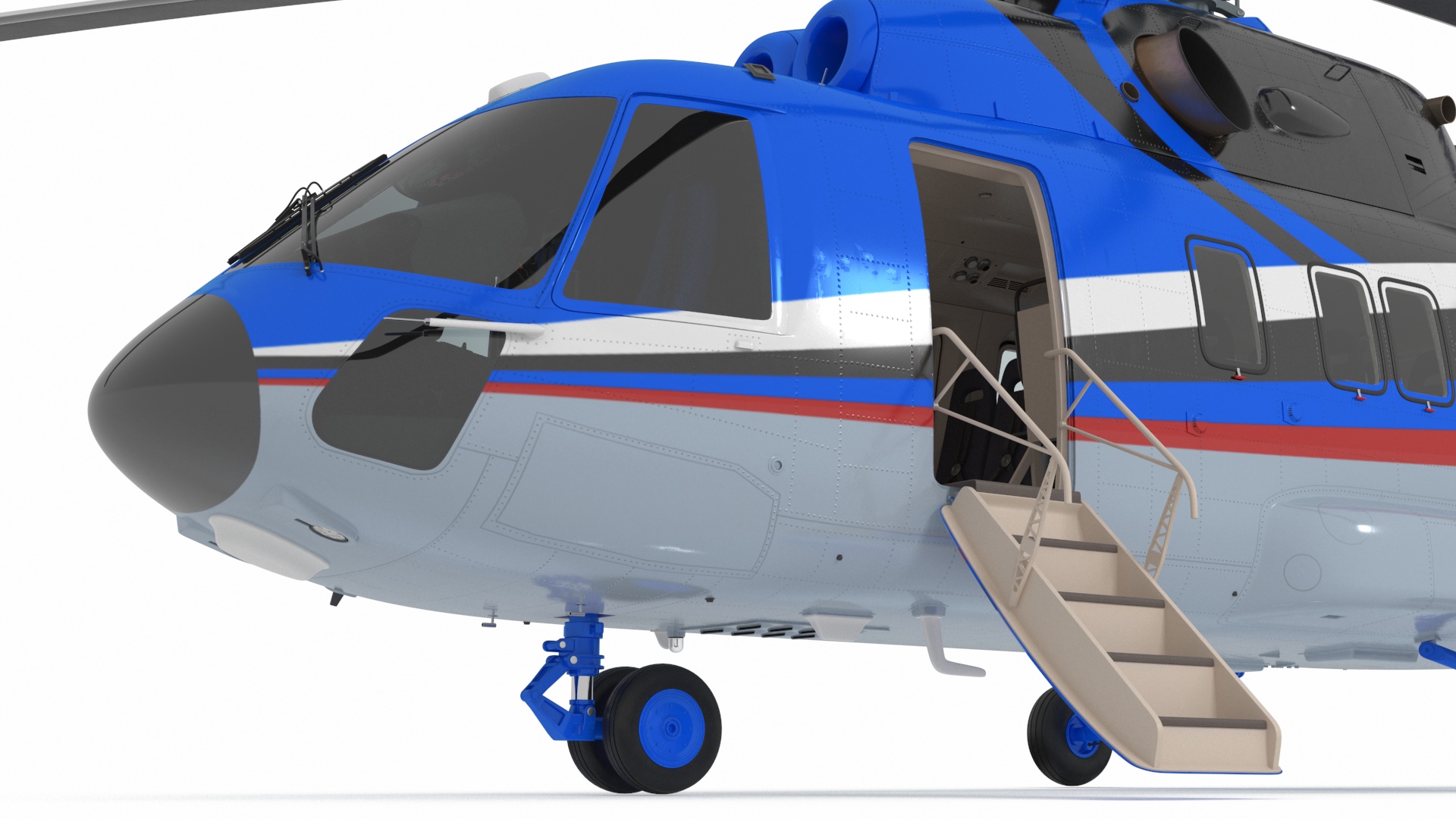 3D Interethnic Helicopter MI-171 A3 Blue Rigged for Cinema 4D model