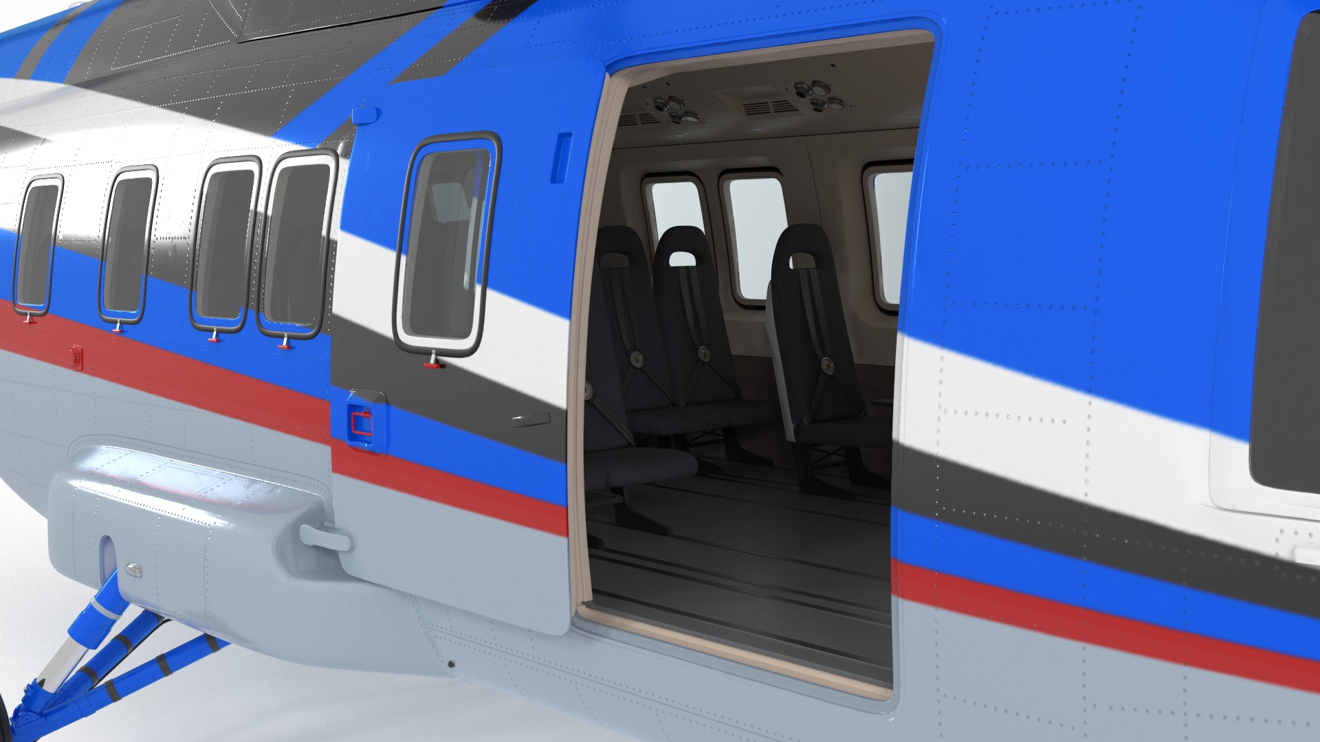 3D Interethnic Helicopter MI-171 A3 Blue Rigged for Cinema 4D model