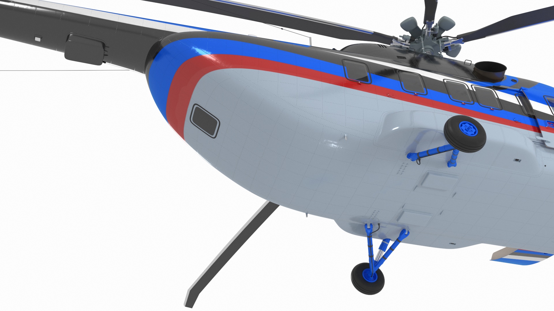 3D Interethnic Helicopter MI-171 A3 Blue Rigged for Cinema 4D model