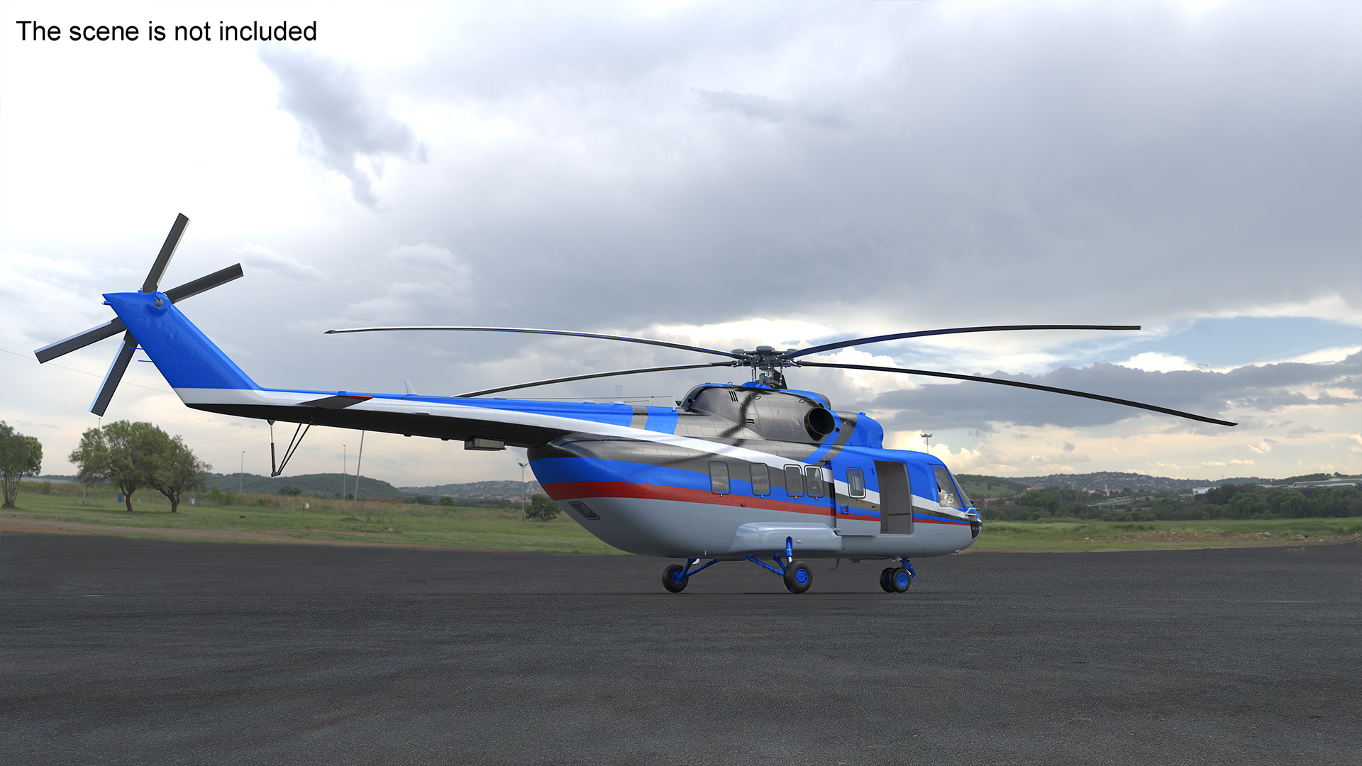 3D Interethnic Helicopter MI-171 A3 Blue Rigged for Cinema 4D model
