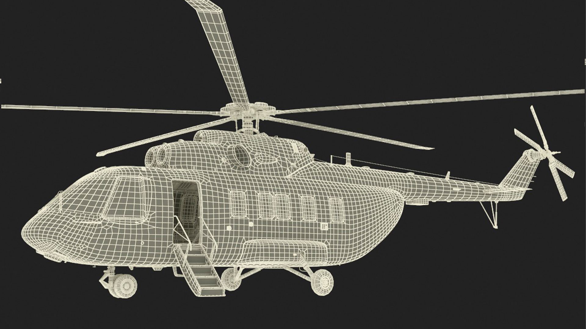 3D Interethnic Helicopter MI-171 A3 Blue Rigged for Cinema 4D model