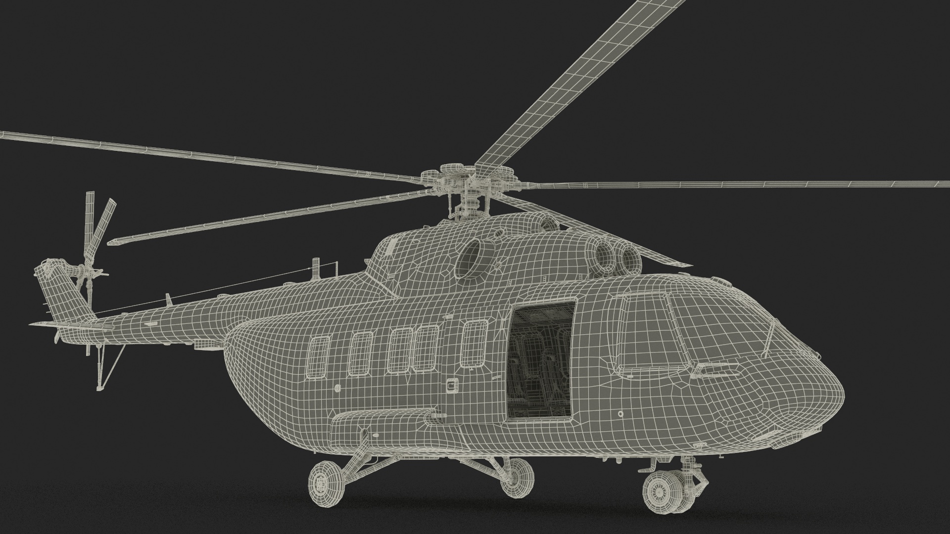 3D Interethnic Helicopter MI-171 A3 Blue Rigged for Cinema 4D model