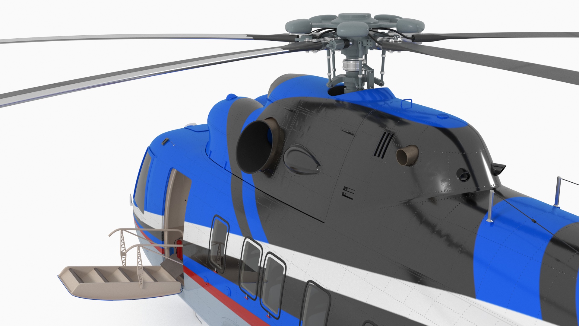 3D Interethnic Helicopter MI-171 A3 Blue Rigged for Cinema 4D model