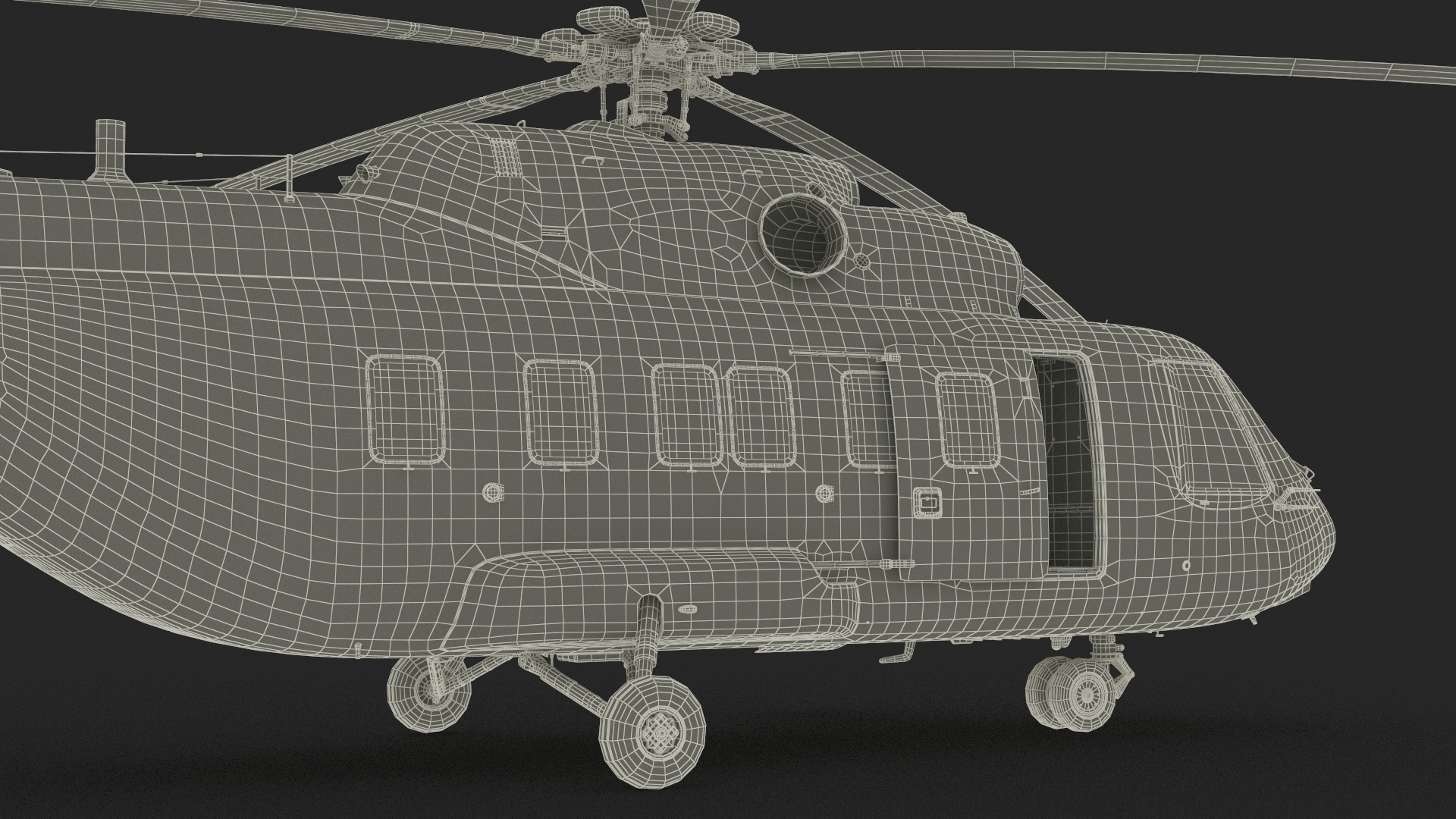 3D Interethnic Helicopter MI-171 A3 Blue Rigged for Cinema 4D model
