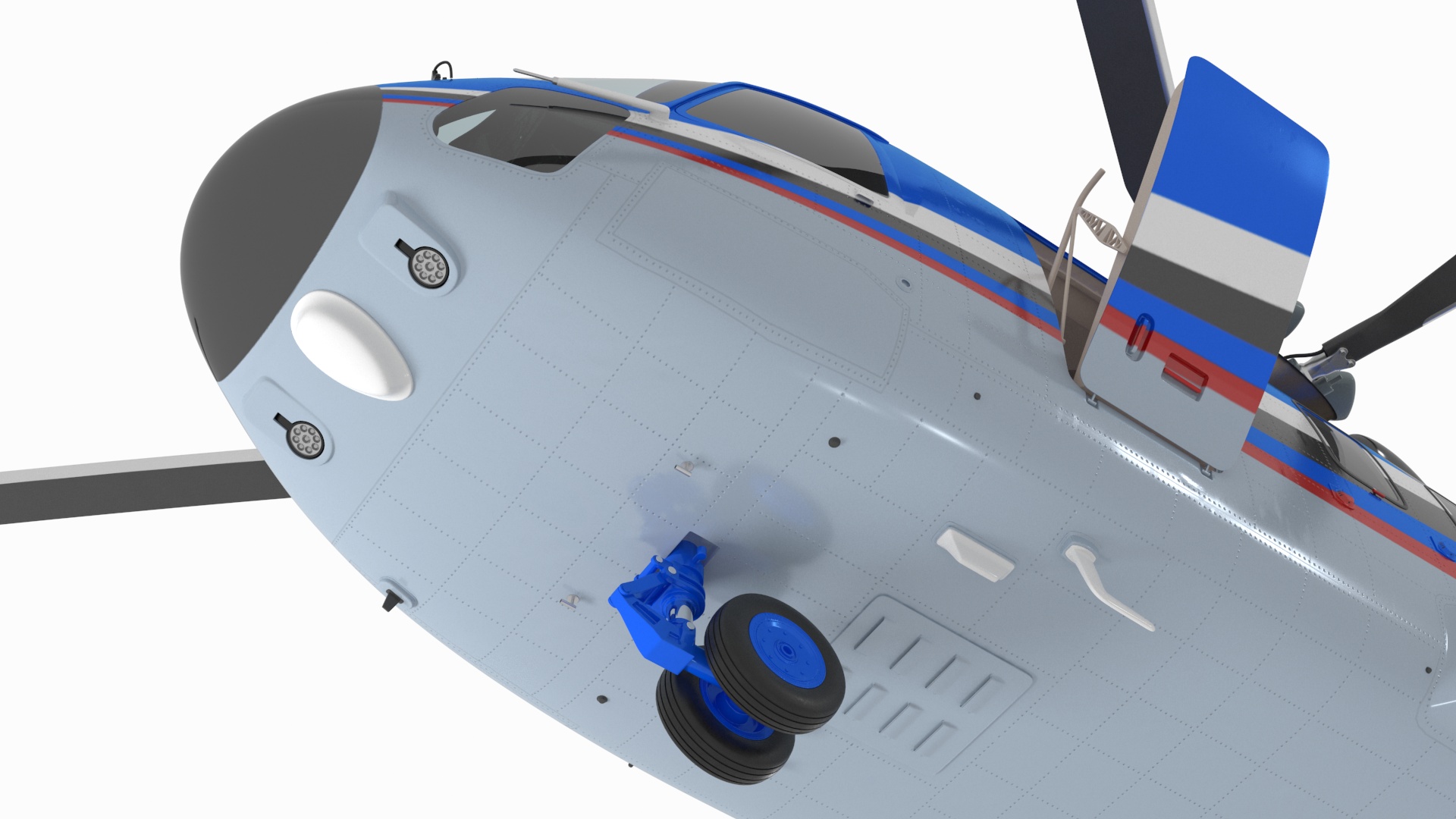3D Interethnic Helicopter MI-171 A3 Blue Rigged for Cinema 4D model