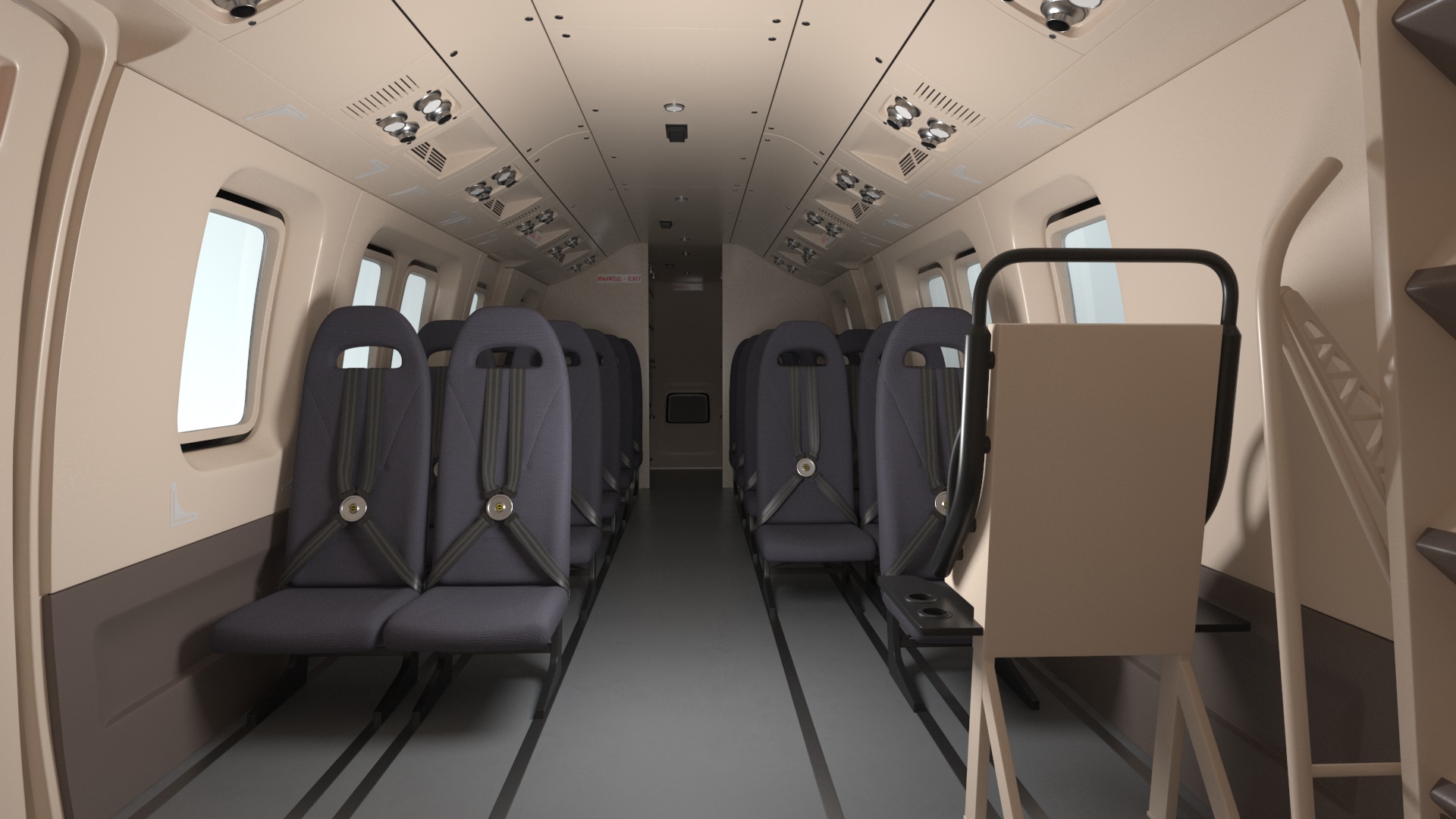 3D Interethnic Helicopter MI-171 A3 Blue Rigged for Cinema 4D model