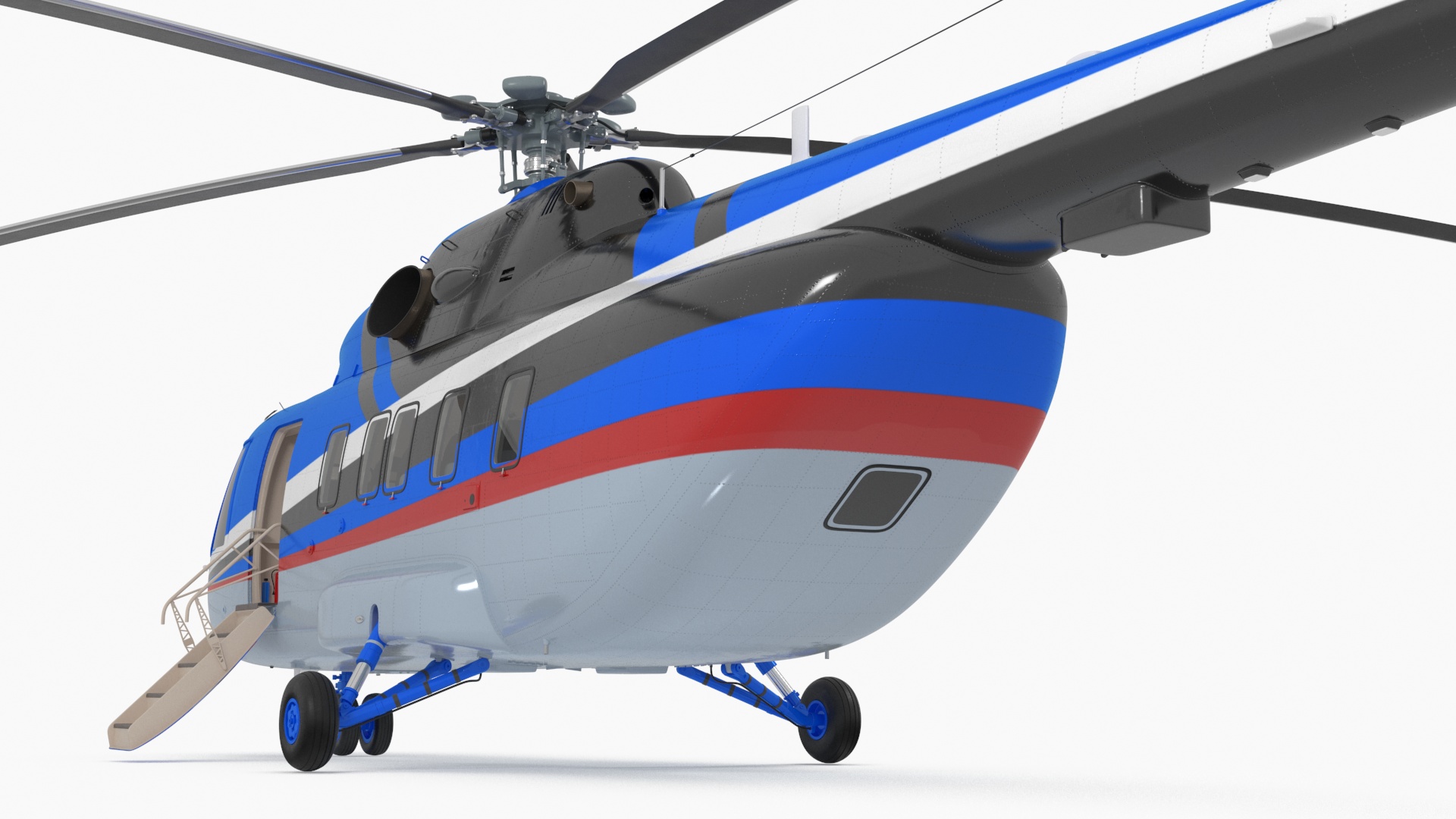 3D Interethnic Helicopter MI-171 A3 Blue Rigged for Cinema 4D model