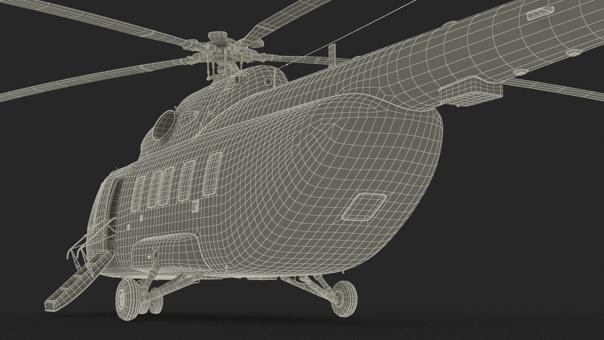 3D Interethnic Helicopter MI-171 A3 Blue Rigged for Cinema 4D model