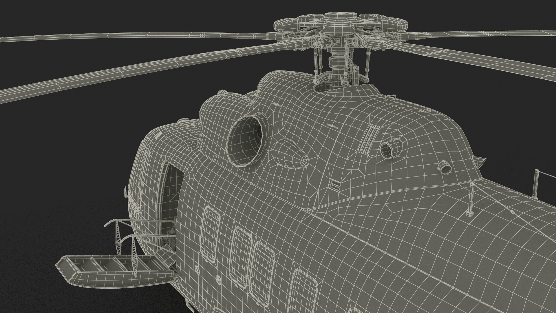 3D Interethnic Helicopter MI-171 A3 Blue Rigged for Cinema 4D model