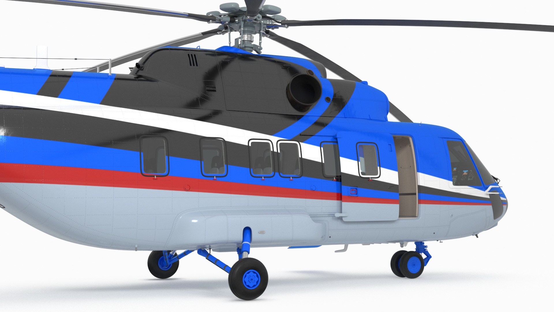 3D Interethnic Helicopter MI-171 A3 Blue Rigged for Cinema 4D model