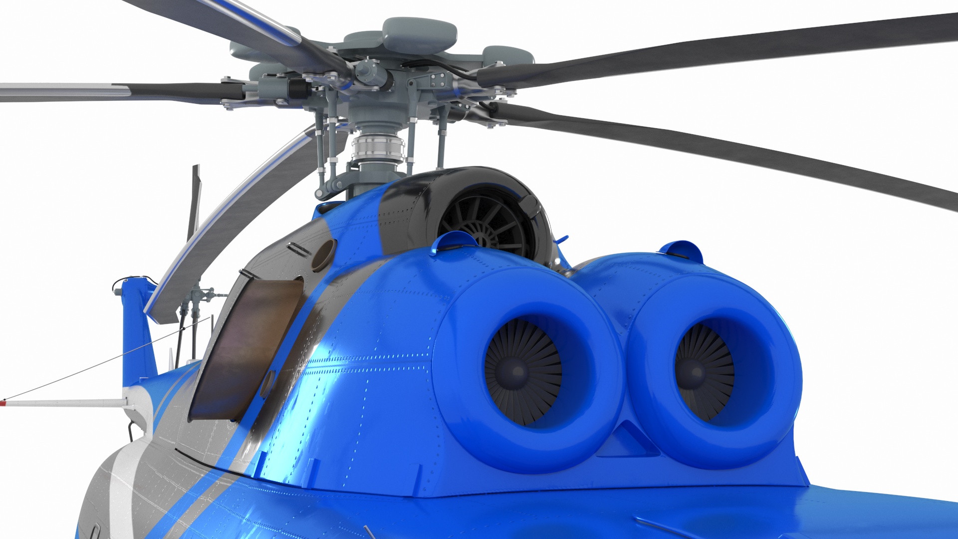 3D Interethnic Helicopter MI-171 A3 Blue Rigged for Cinema 4D model