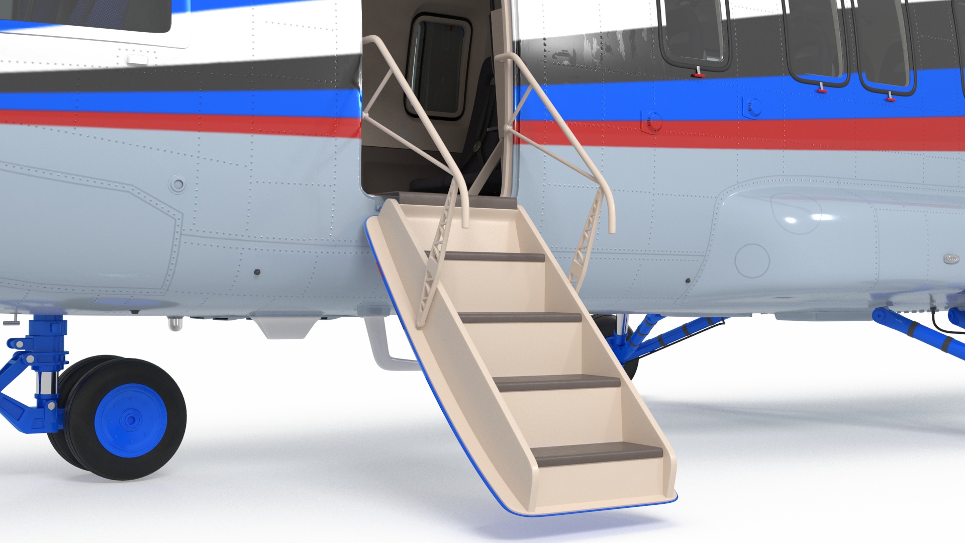 3D Interethnic Helicopter MI-171 A3 Blue Rigged for Cinema 4D model