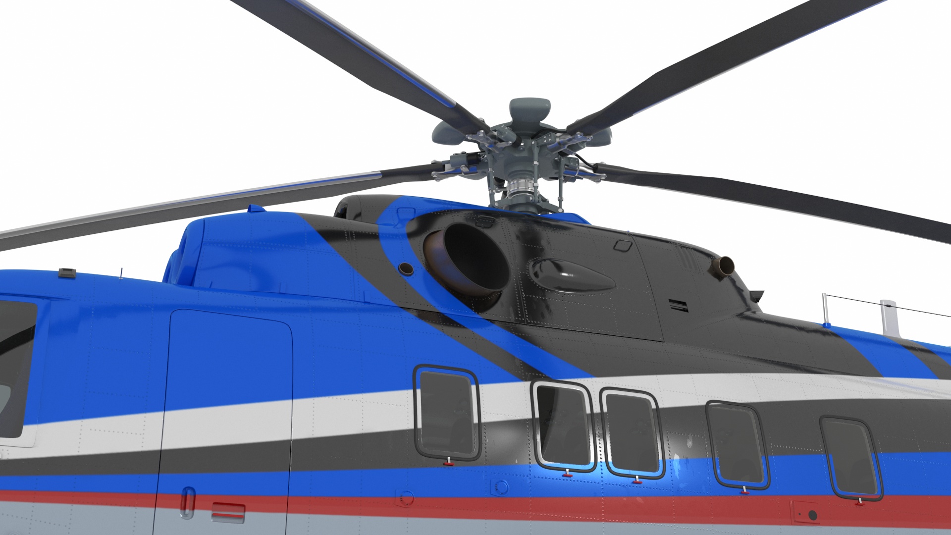 3D Interethnic Helicopter MI-171 A3 Blue Rigged for Cinema 4D model