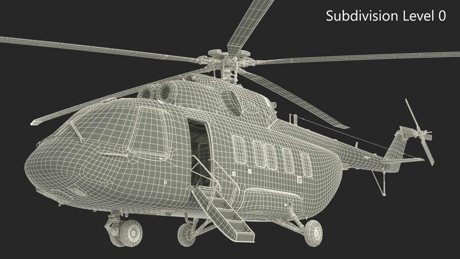 3D Interethnic Helicopter MI-171 A3 Blue Rigged for Cinema 4D model