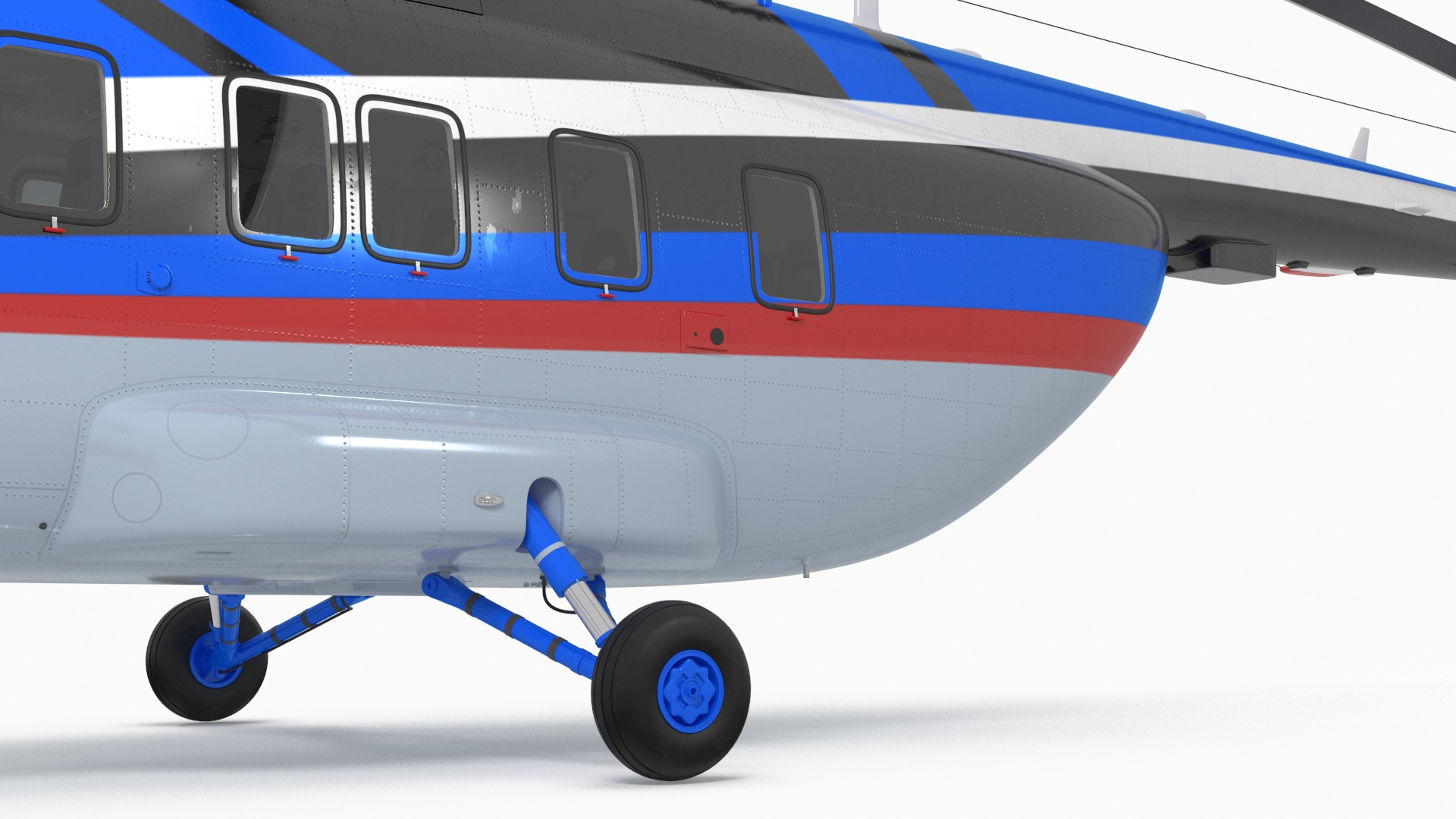 3D Interethnic Helicopter MI-171 A3 Blue Rigged for Cinema 4D model