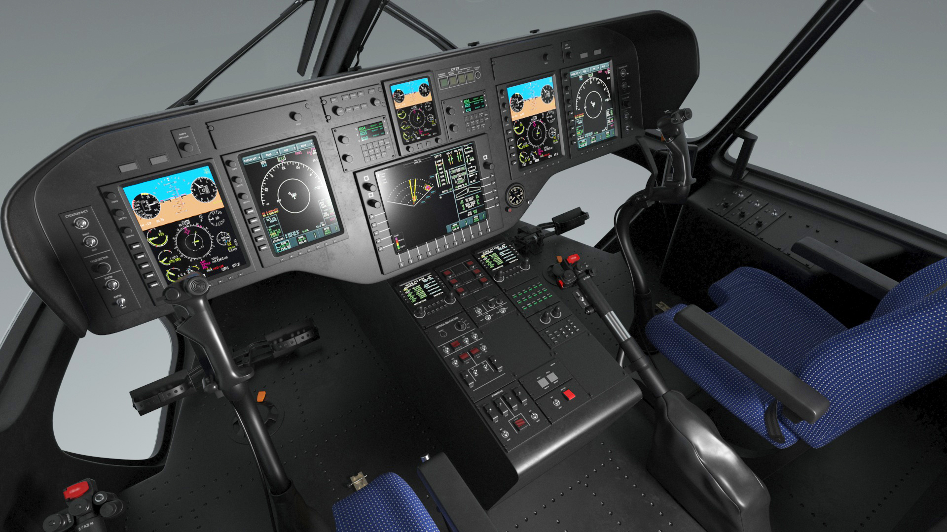 3D Interethnic Helicopter MI-171 A3 Blue Rigged for Cinema 4D model