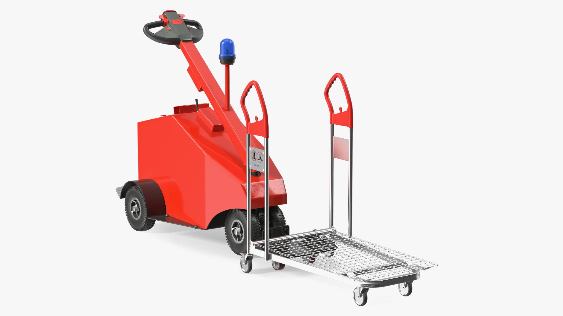 3D Red Electric Pusher with Cargo Trolley model
