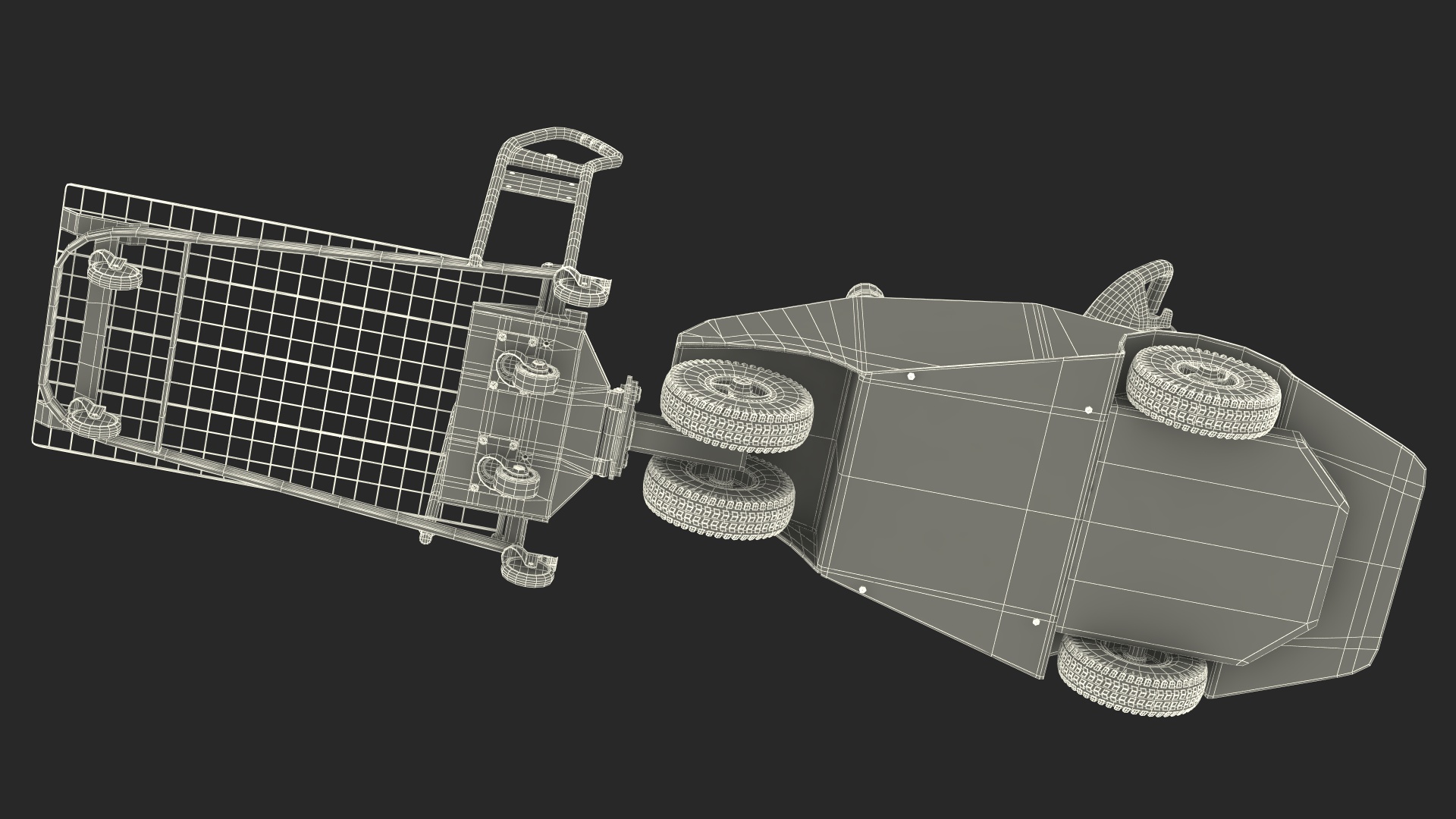 3D Red Electric Pusher with Cargo Trolley model