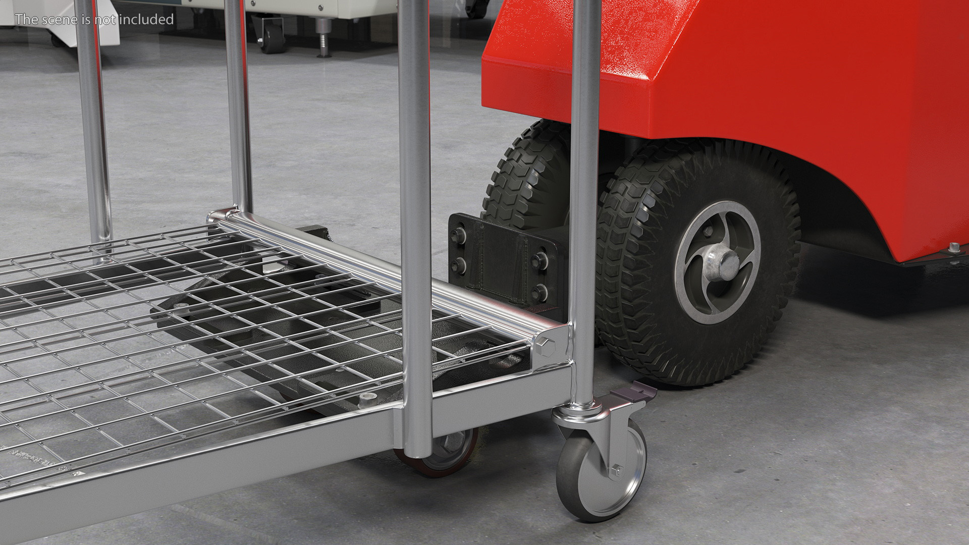 3D Red Electric Pusher with Cargo Trolley model