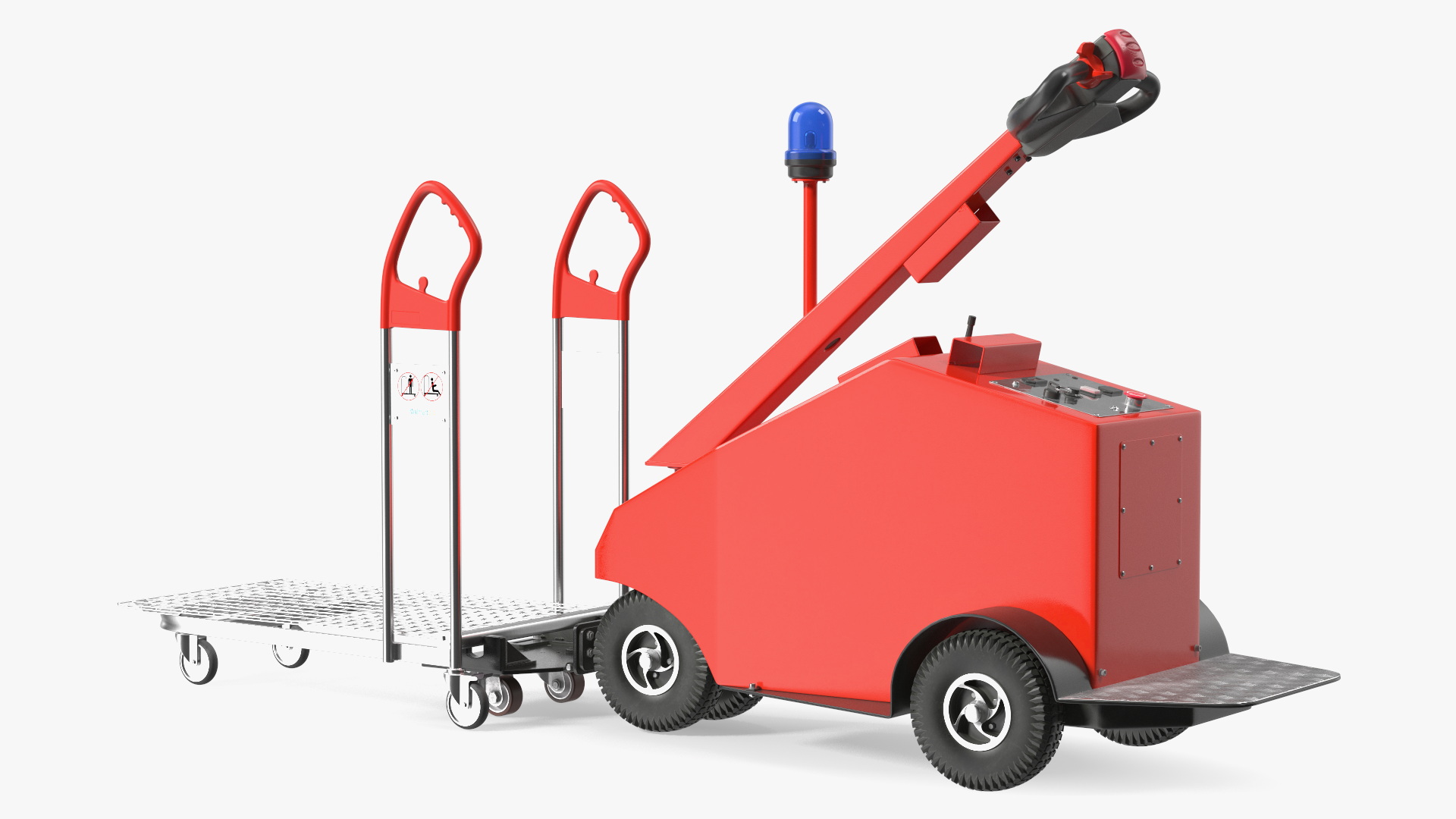 3D Red Electric Pusher with Cargo Trolley model