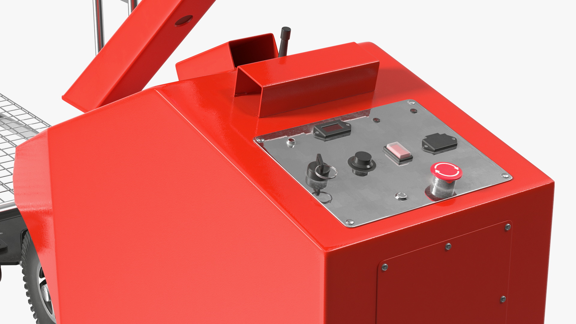 3D Red Electric Pusher with Cargo Trolley model