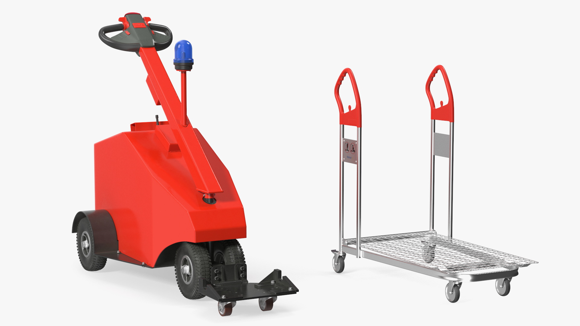 3D Red Electric Pusher with Cargo Trolley model
