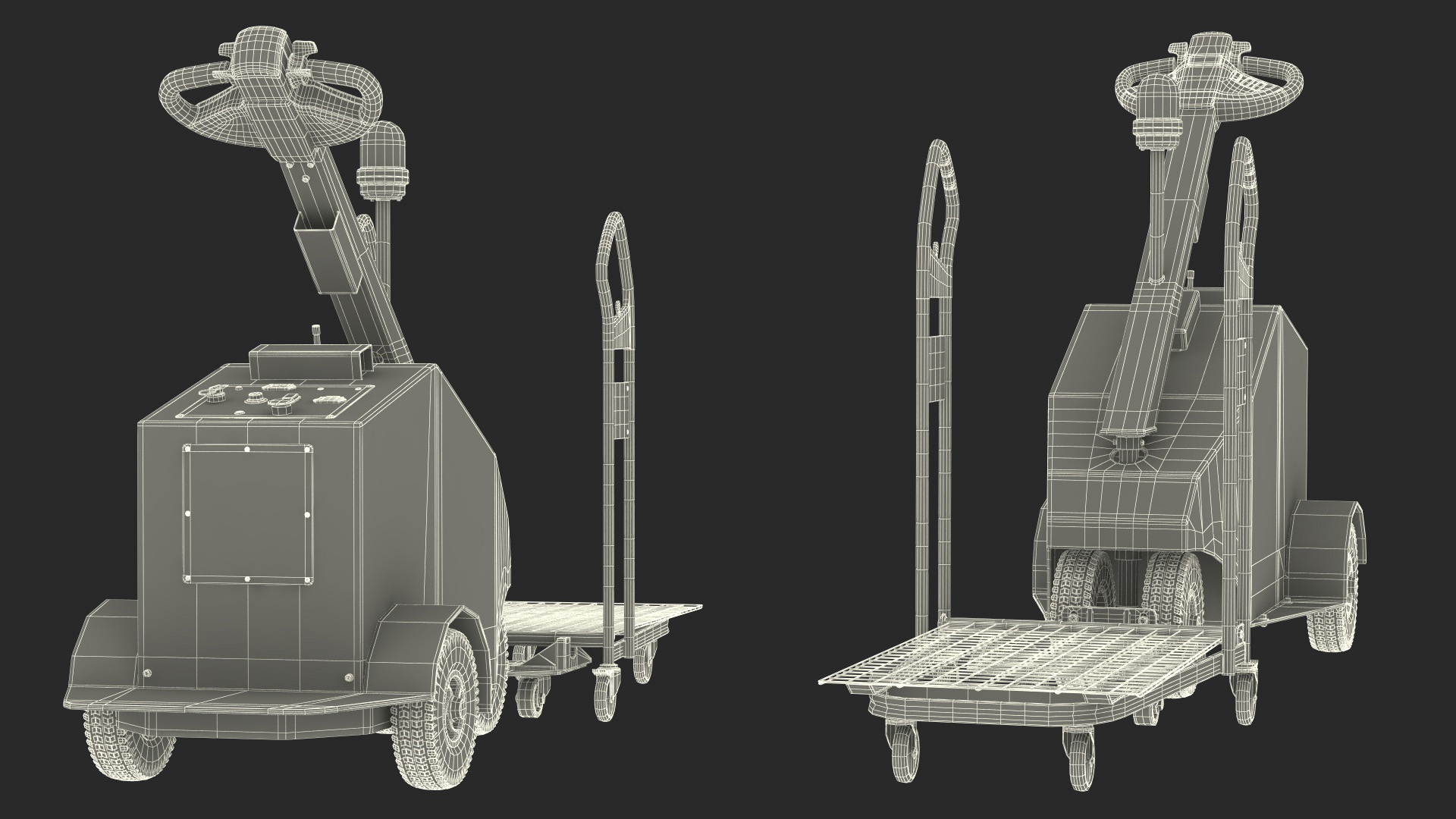 3D Red Electric Pusher with Cargo Trolley model