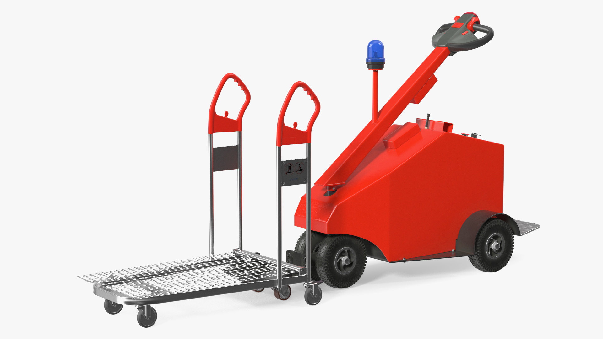 3D Red Electric Pusher with Cargo Trolley model