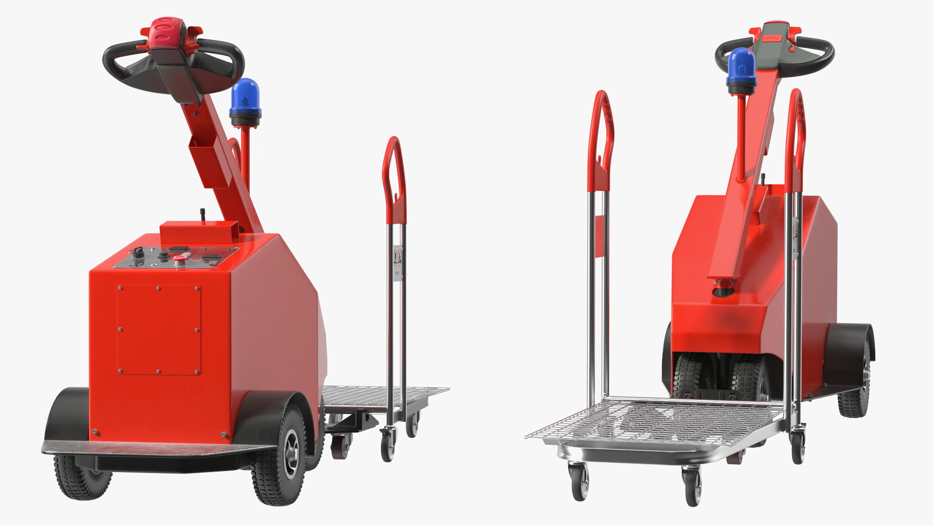 3D Red Electric Pusher with Cargo Trolley model