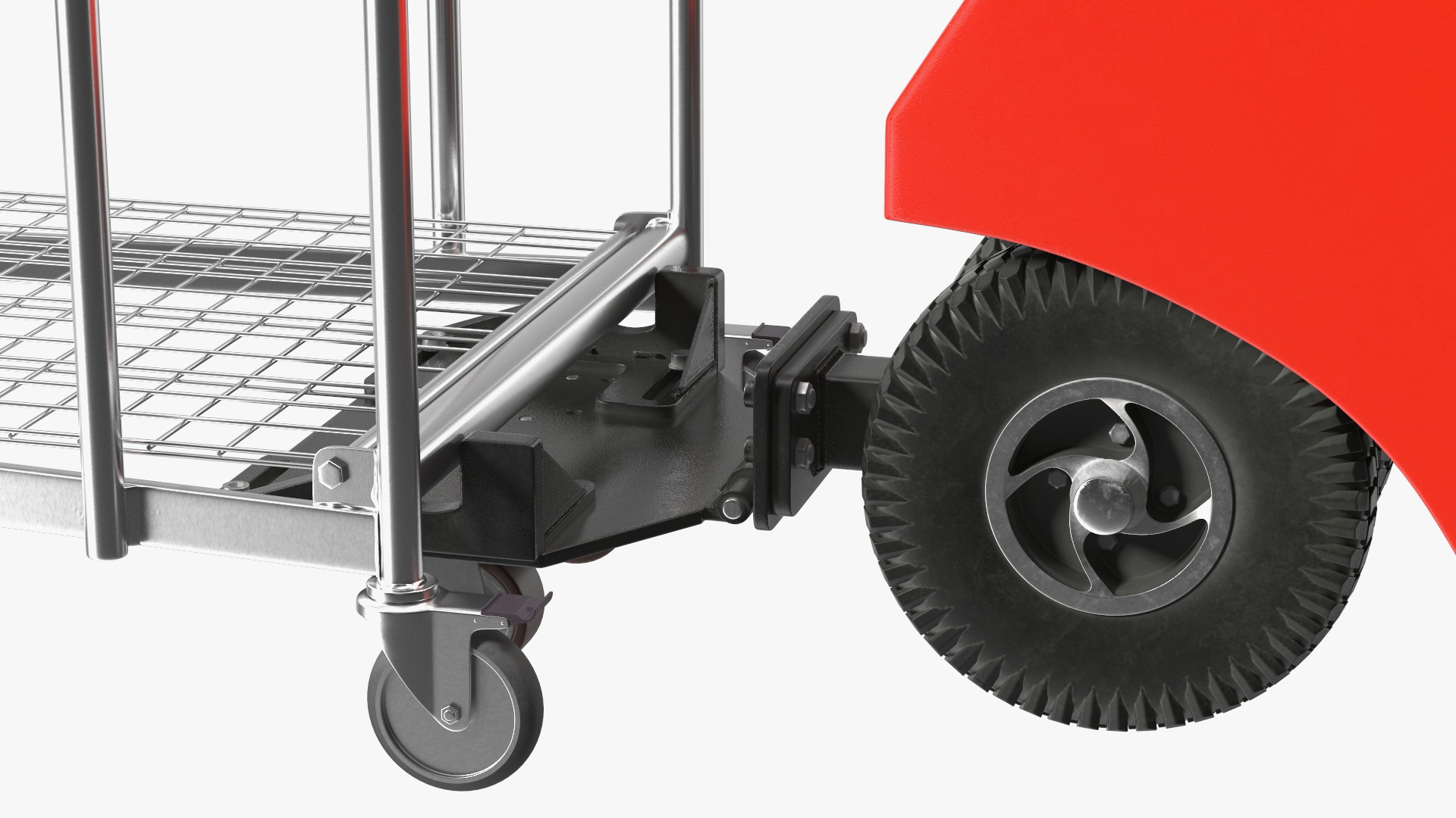 3D Red Electric Pusher with Cargo Trolley model
