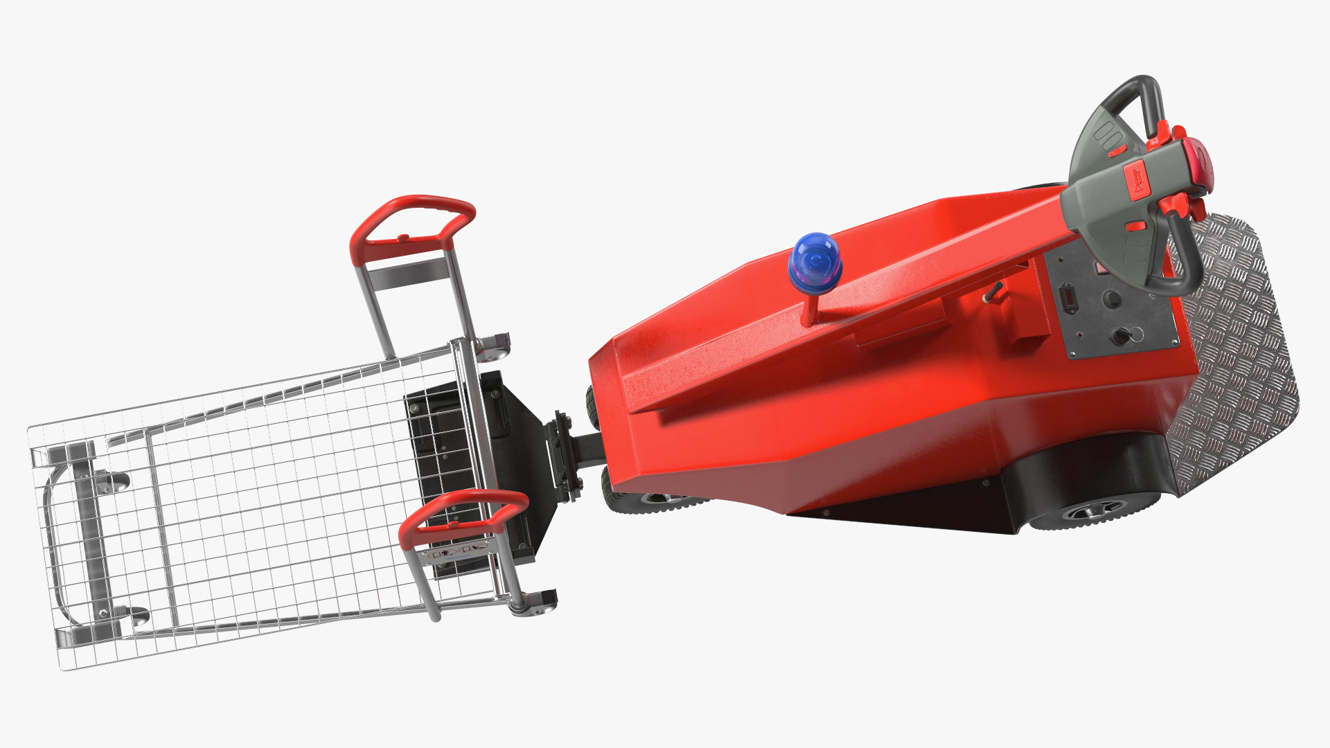 3D Red Electric Pusher with Cargo Trolley model