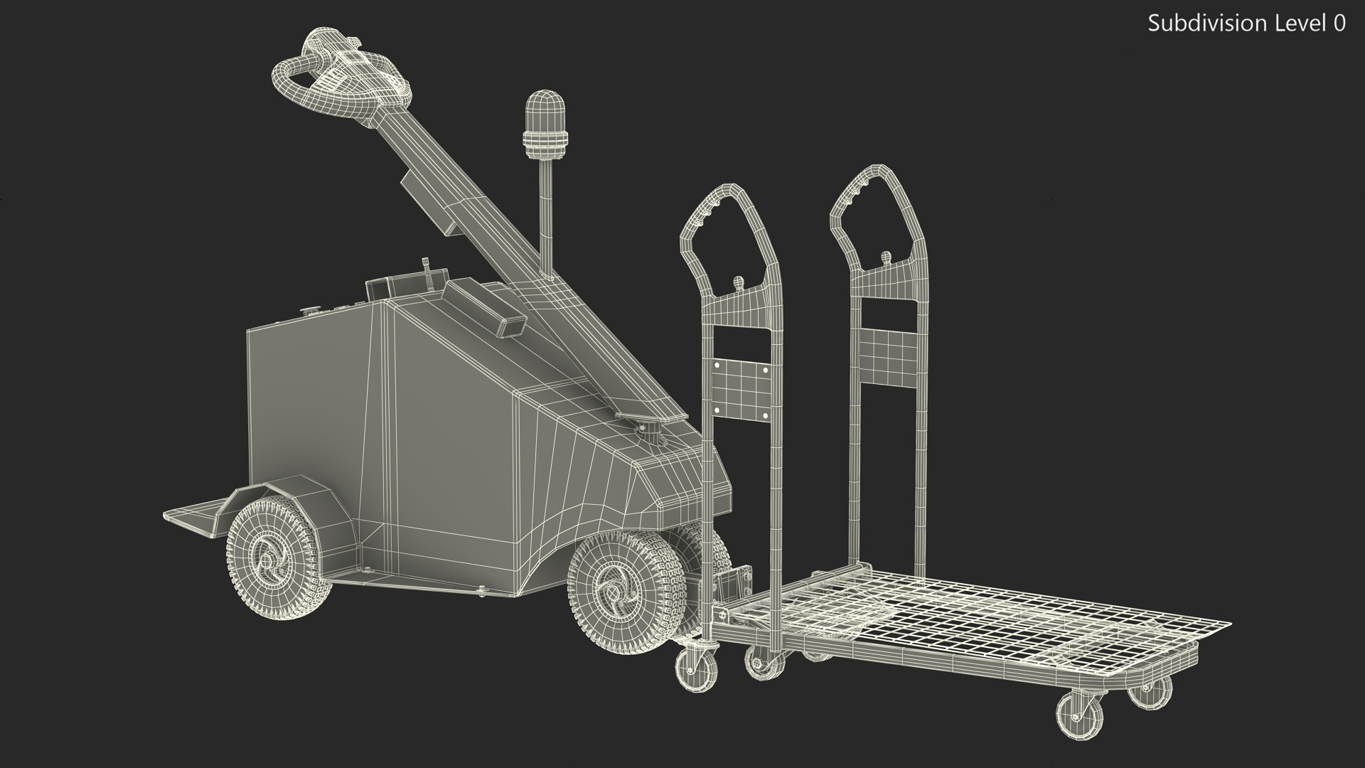 3D Red Electric Pusher with Cargo Trolley model