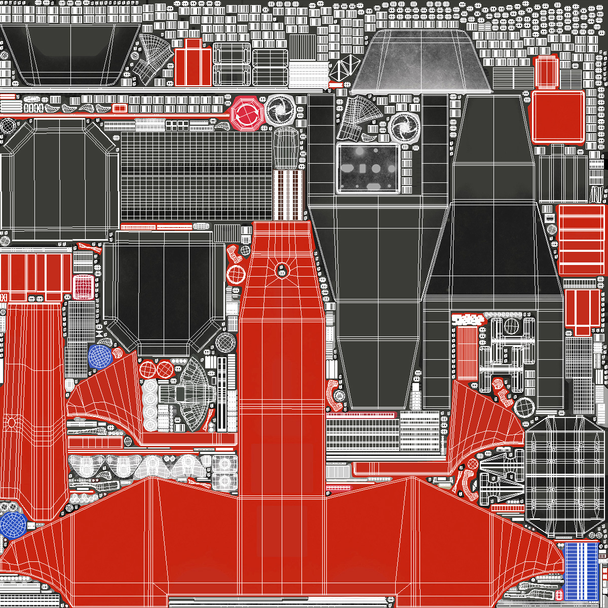 3D Red Electric Pusher with Cargo Trolley model