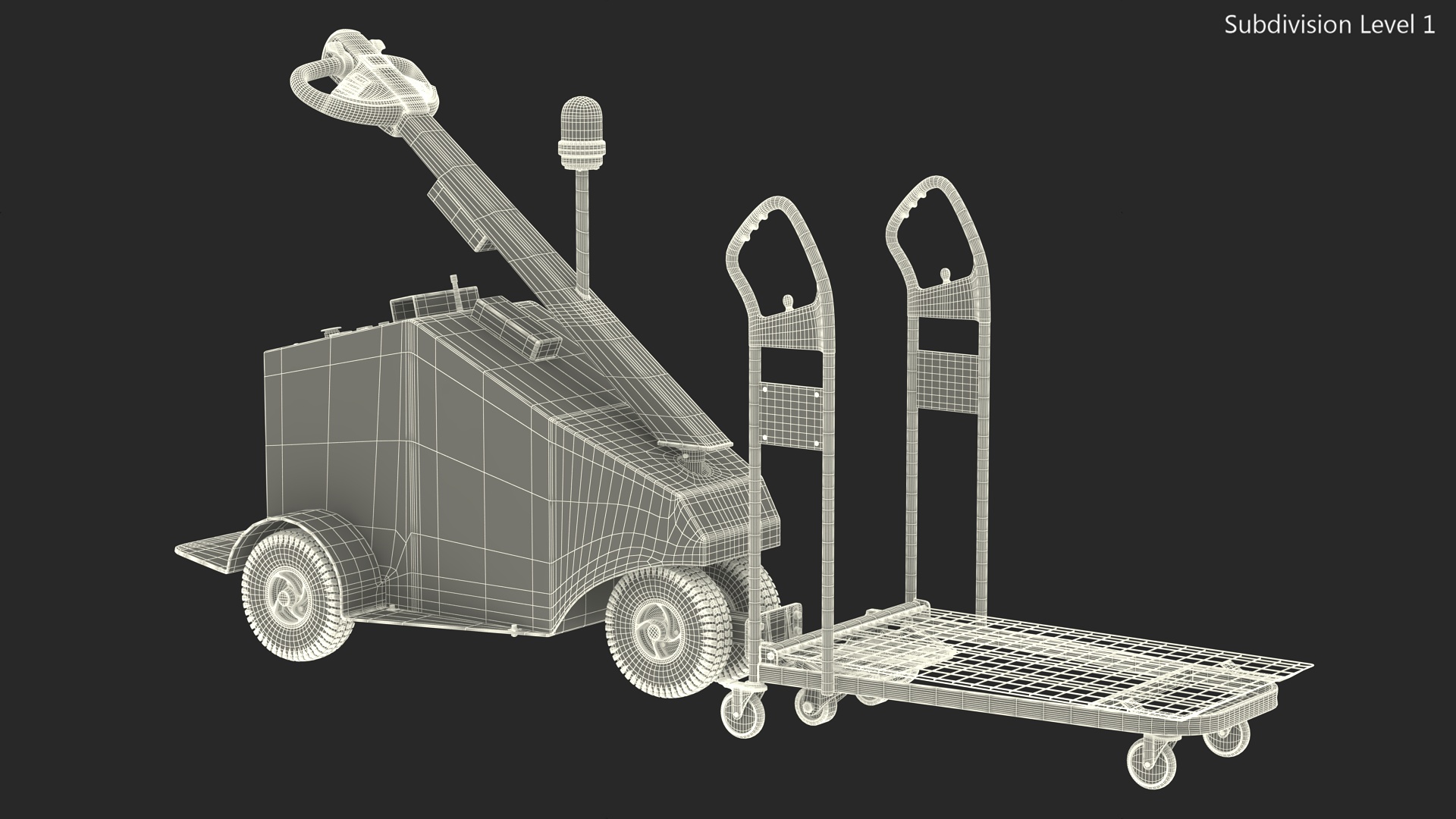 3D Red Electric Pusher with Cargo Trolley model
