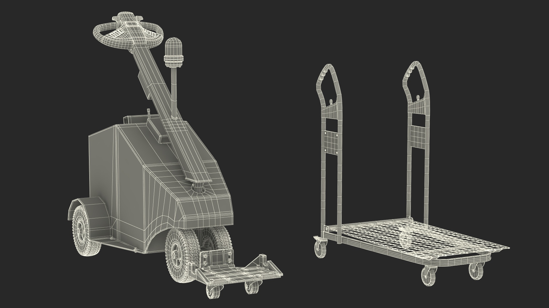 3D Red Electric Pusher with Cargo Trolley model