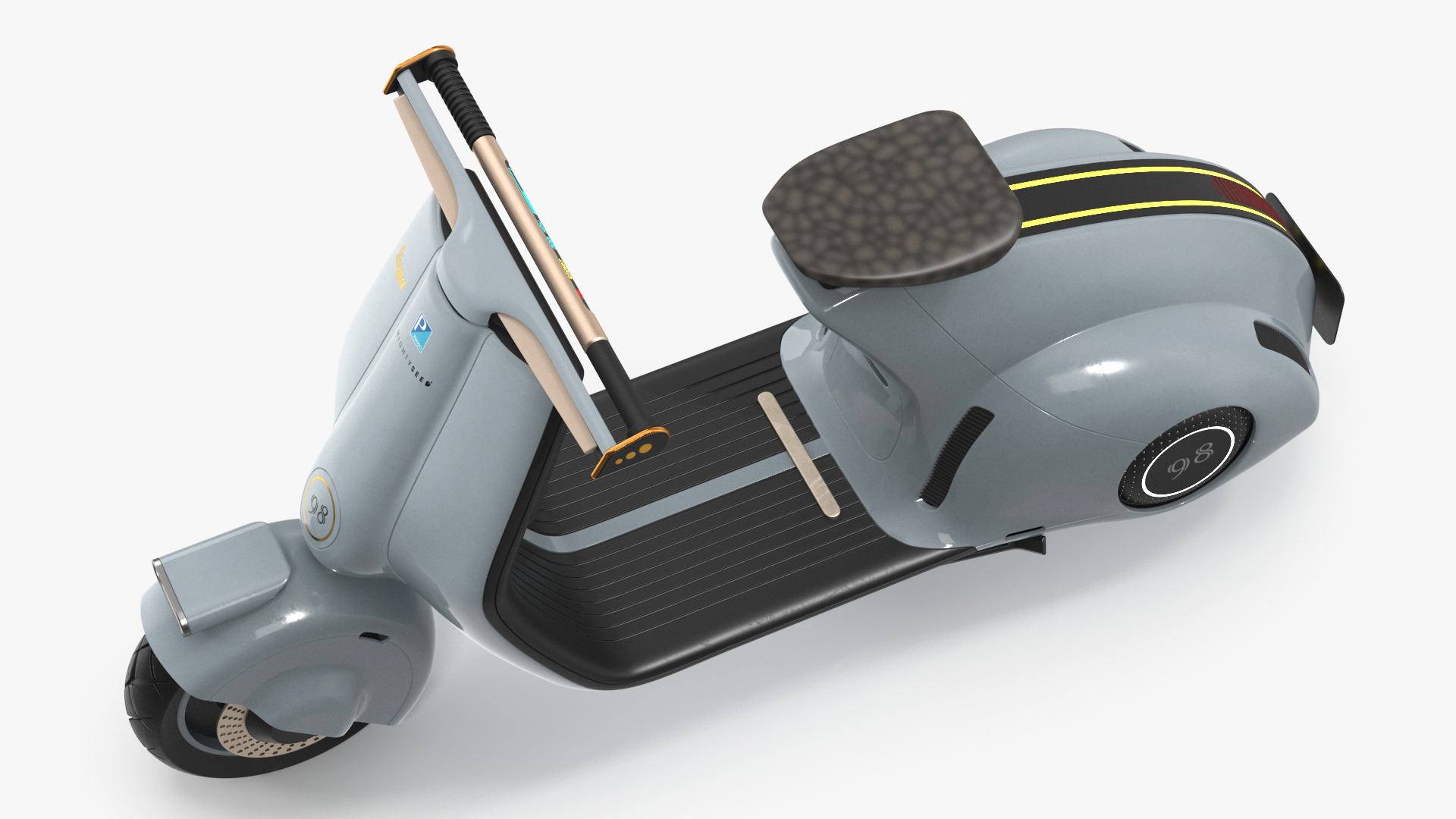 3D Blue Concept Electric Scooter Vespa 98 Lights On model
