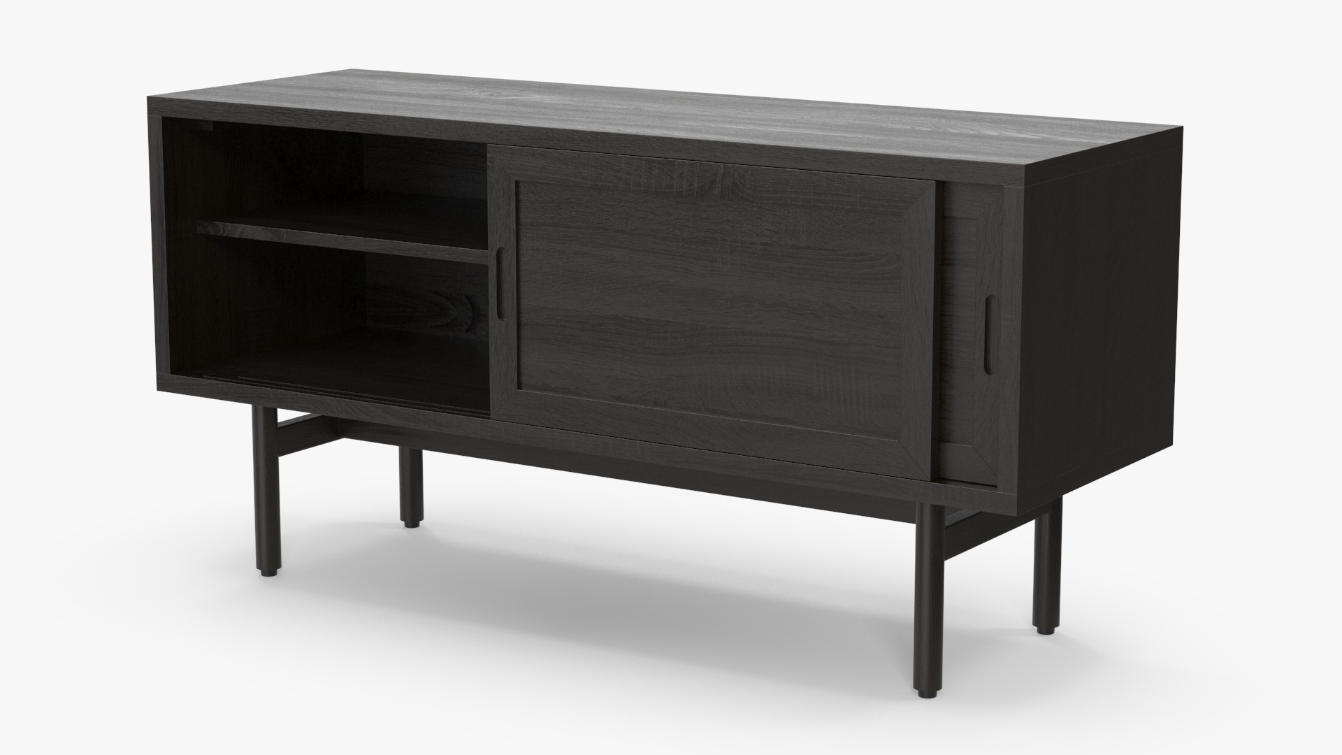3D Modern Wooden TV Stand Black model