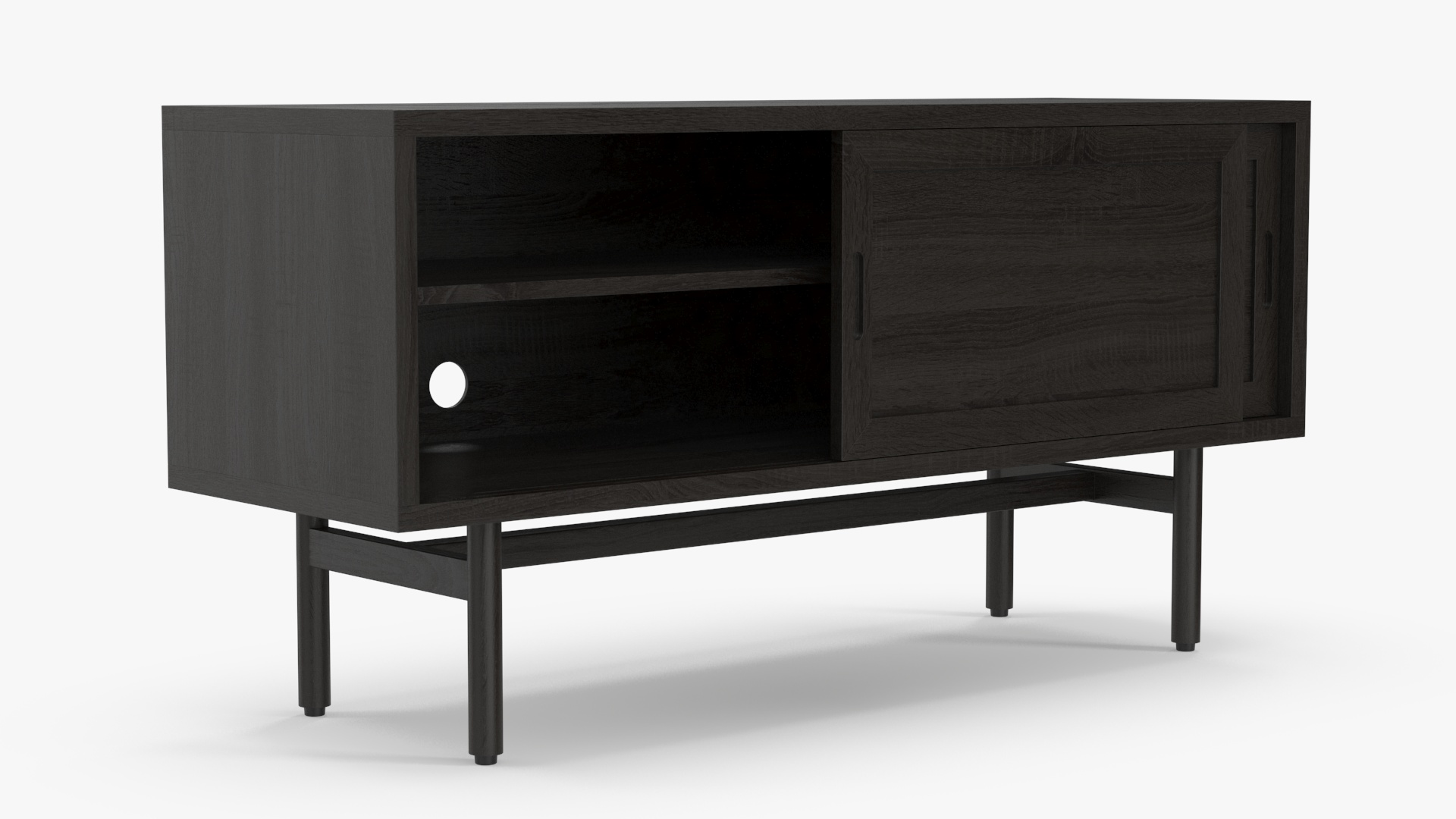 3D Modern Wooden TV Stand Black model