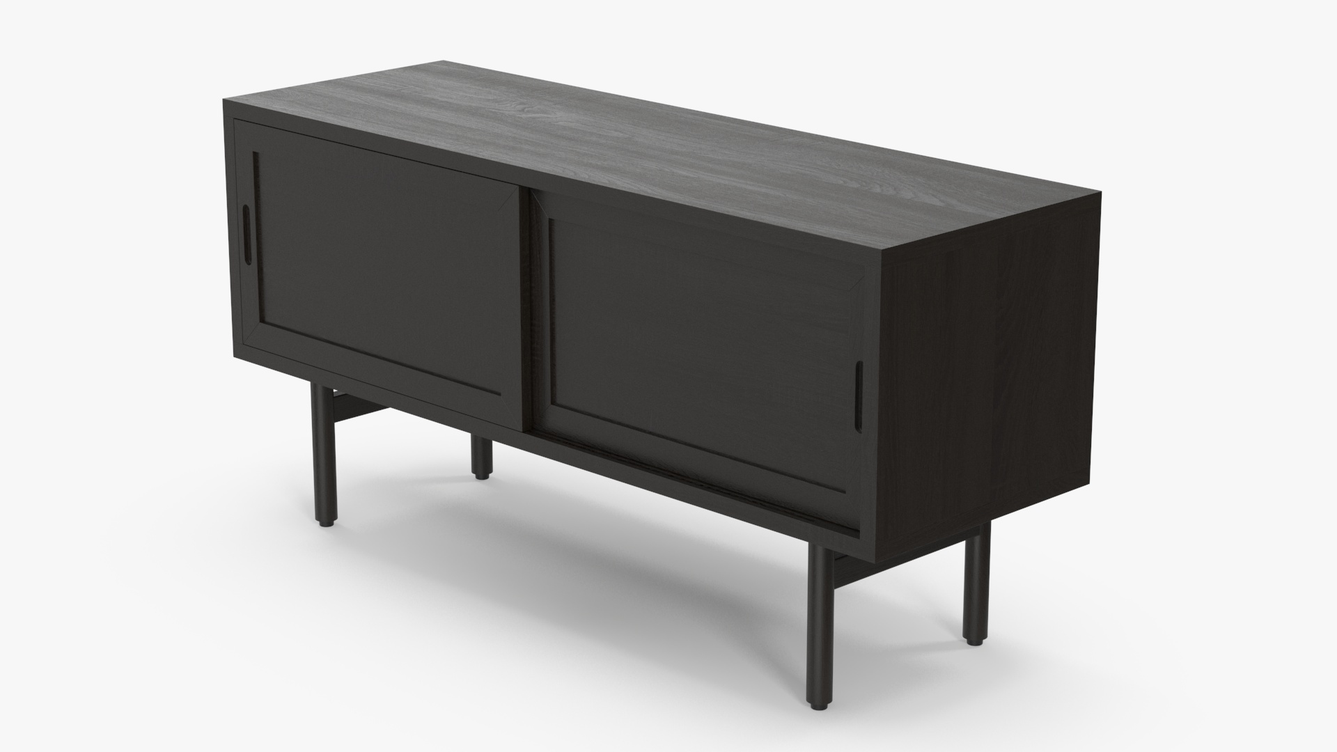 3D Modern Wooden TV Stand Black model