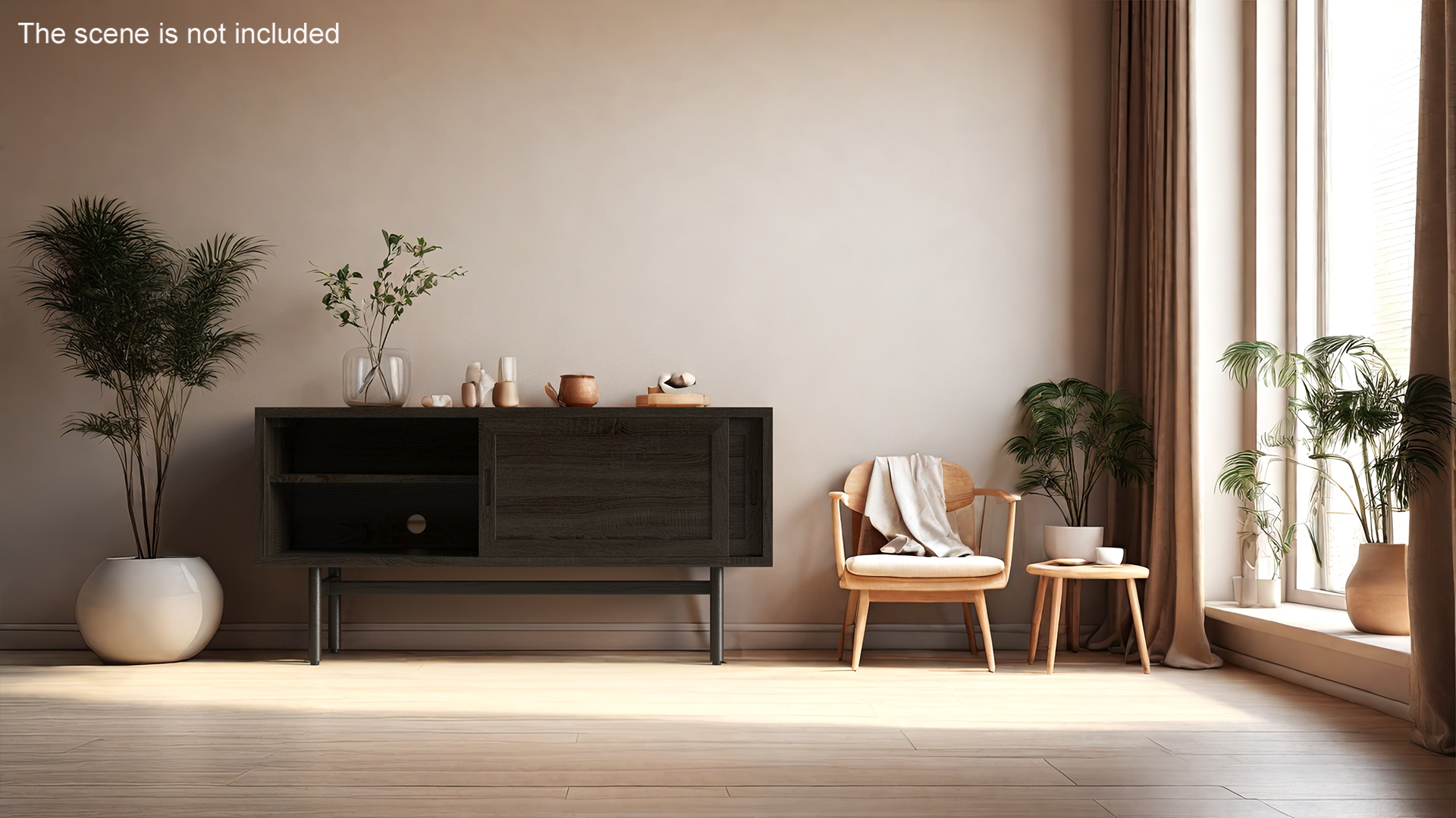 3D Modern Wooden TV Stand Black model