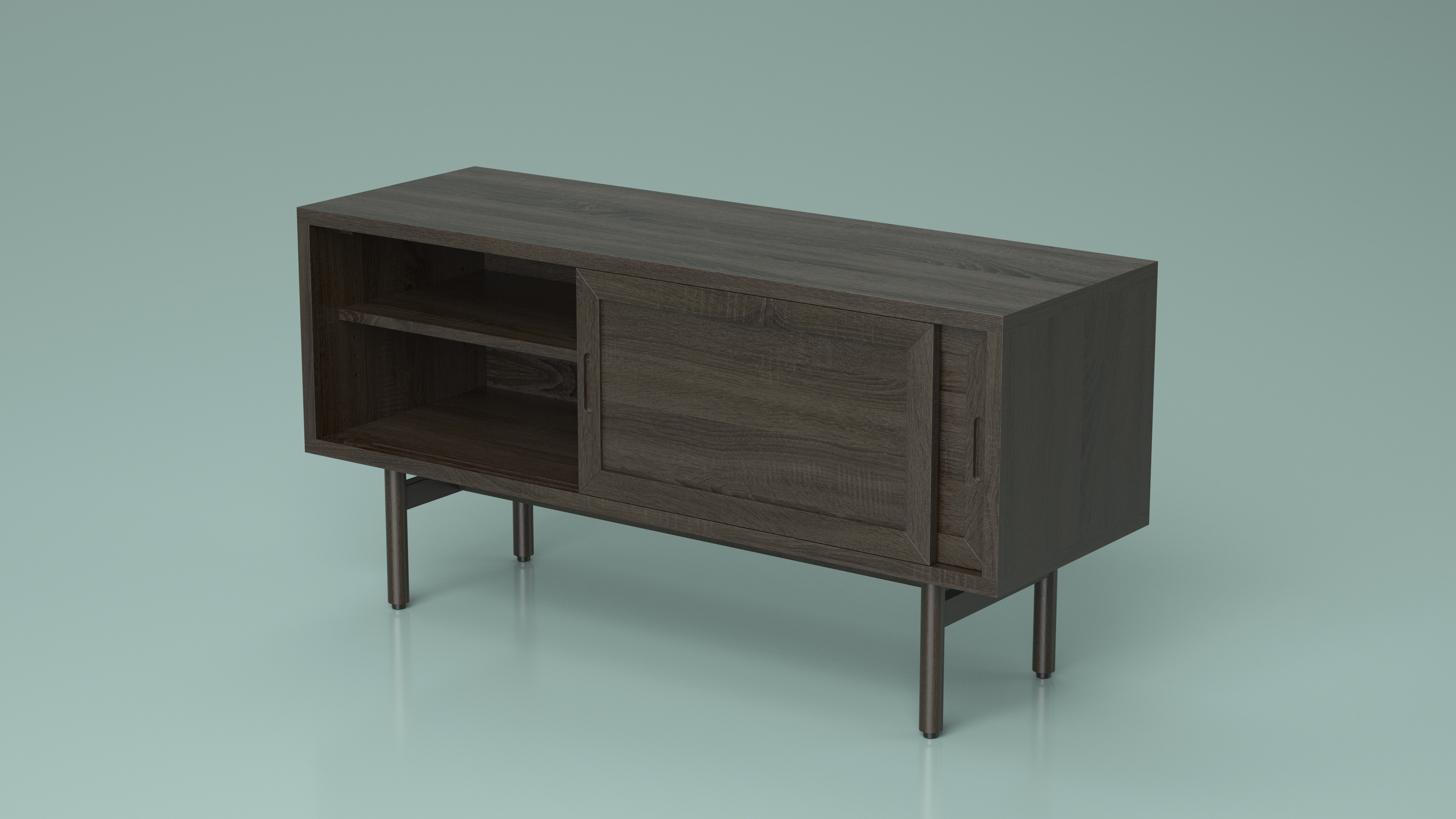 3D Modern Wooden TV Stand Black model